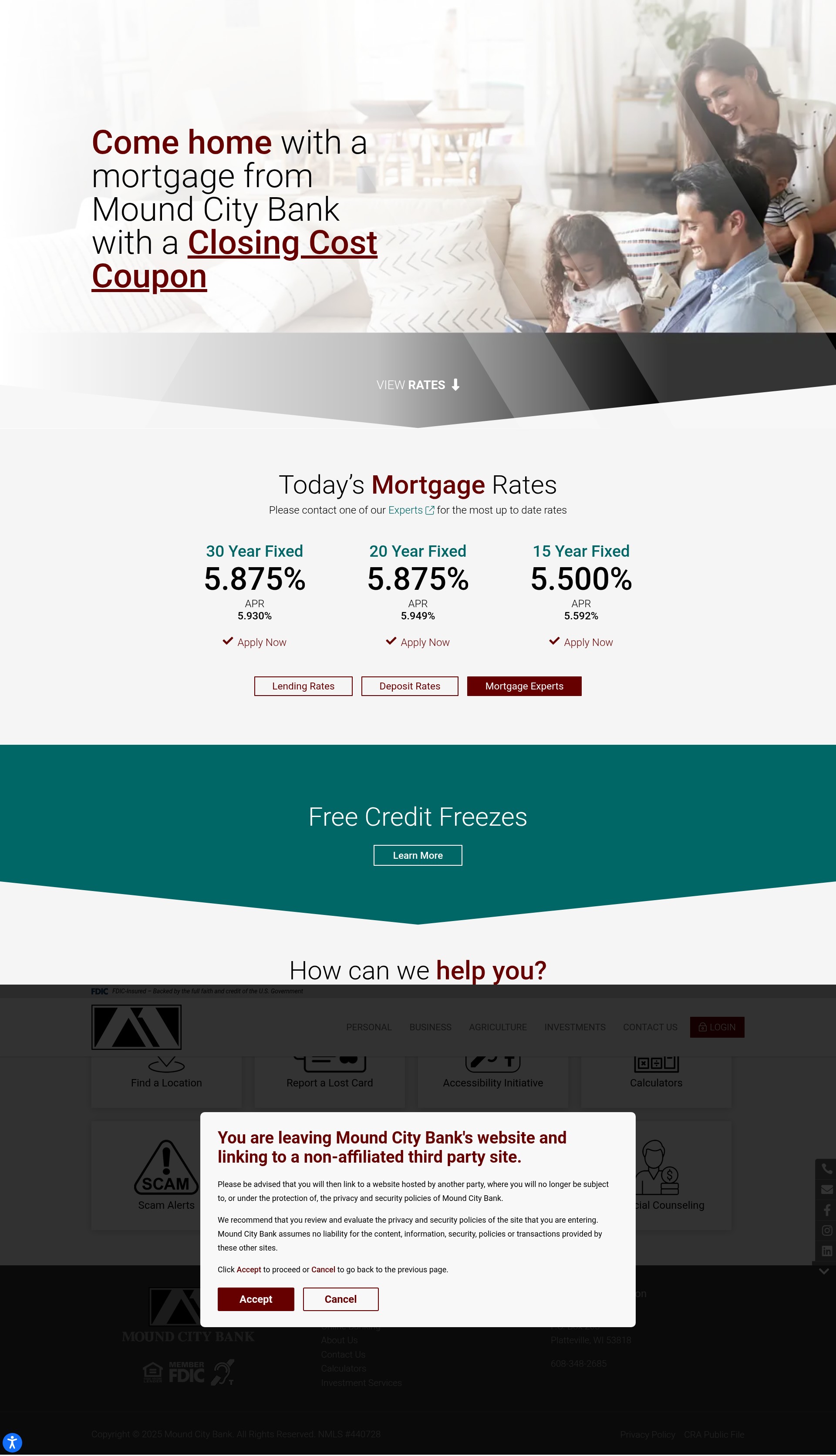 Screenshot of moundcitybank.com