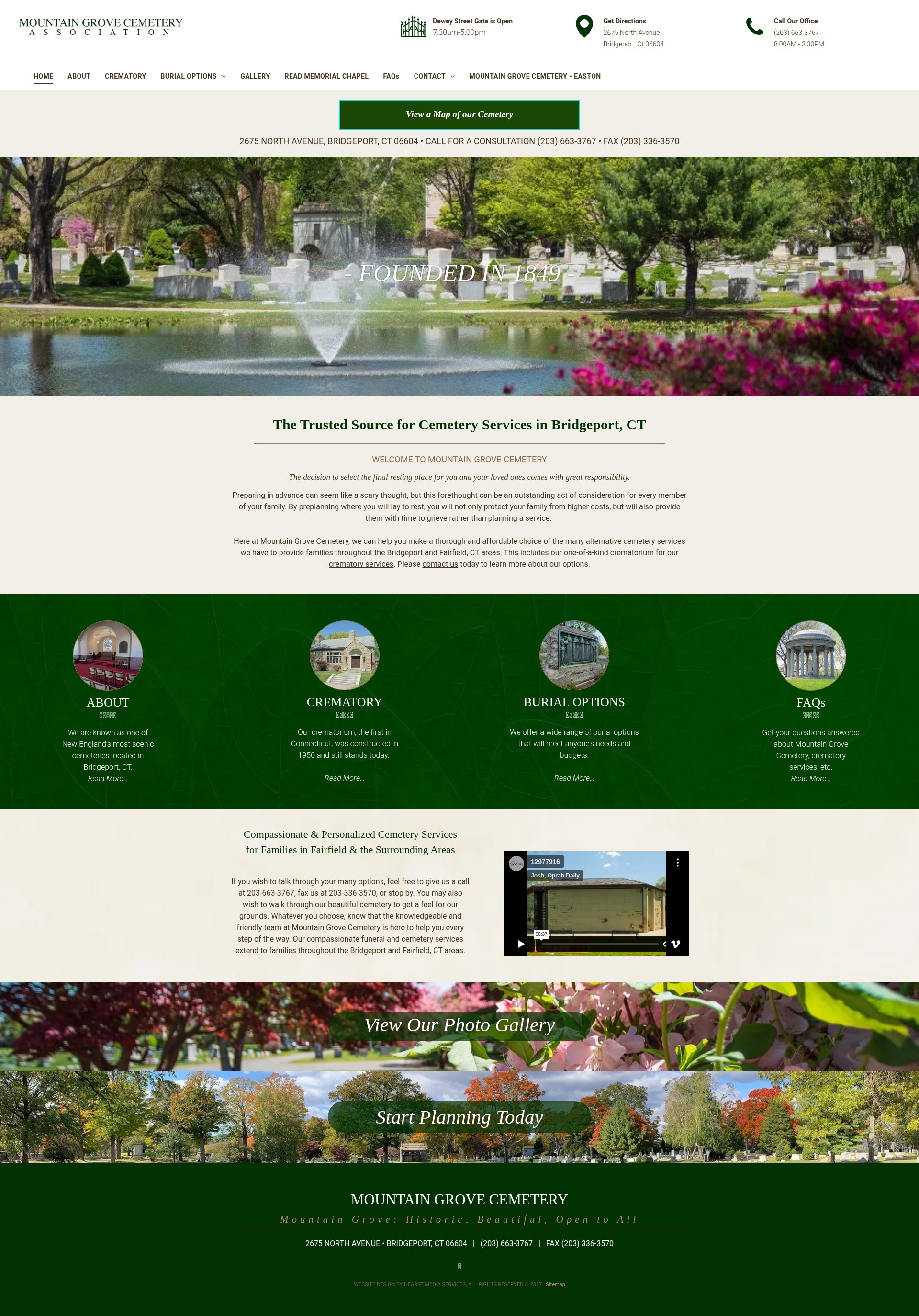 Screenshot of mountaingrovecemetery.org