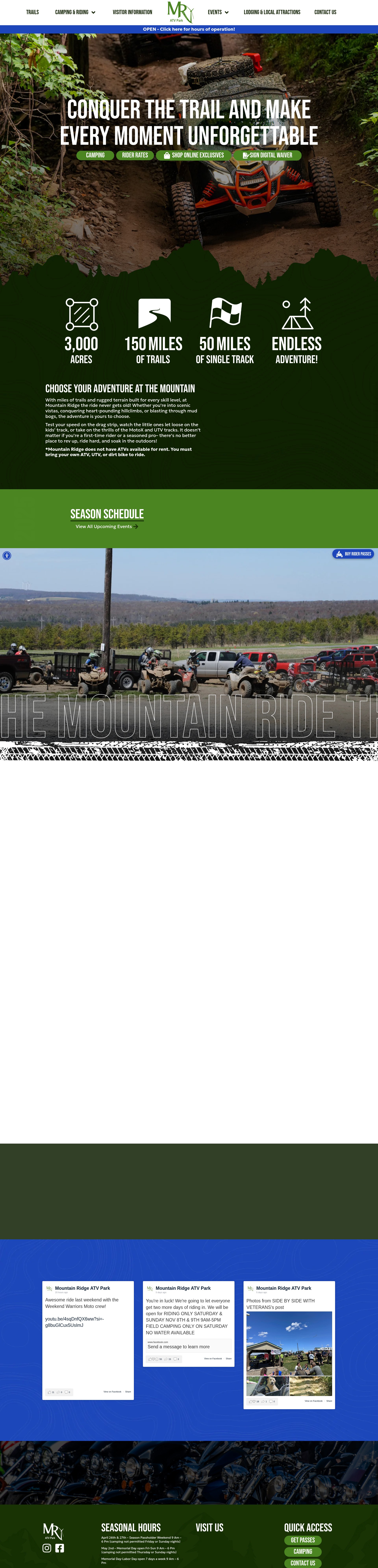 Screenshot of mountainridgeatvtrails.com