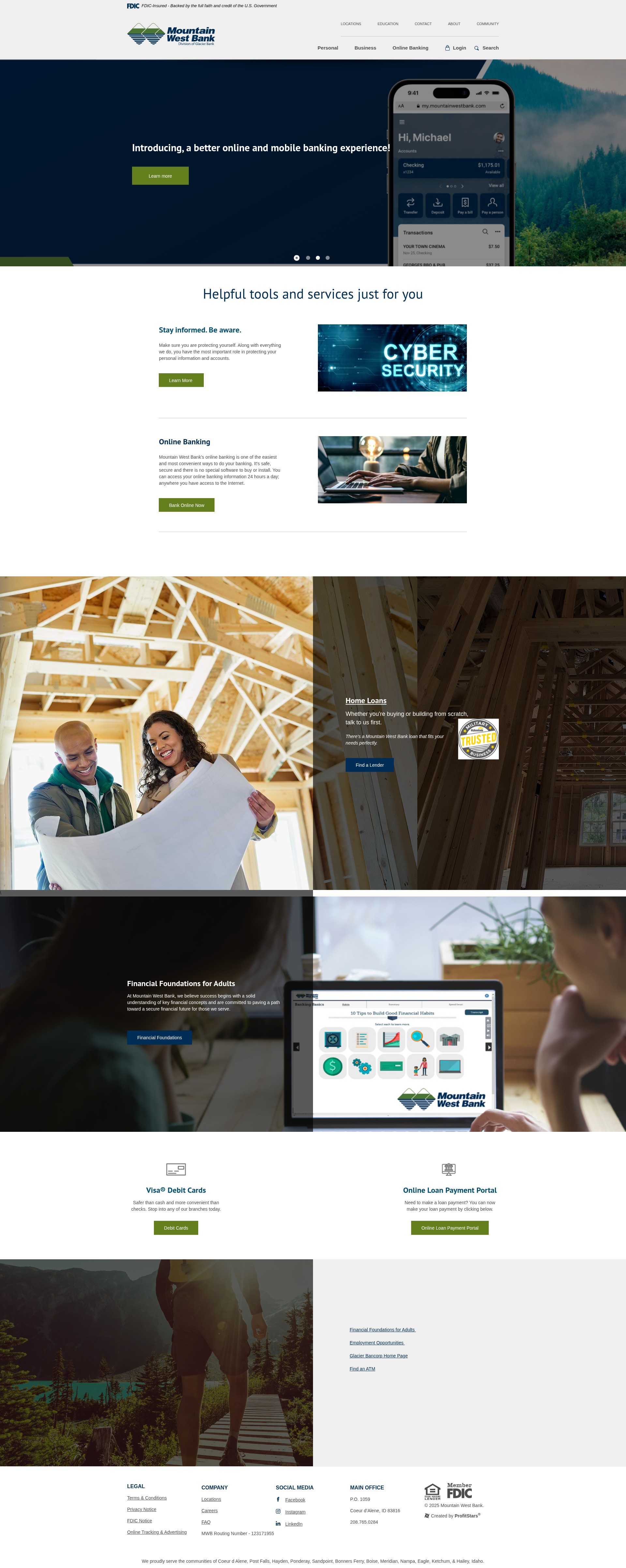 Screenshot of mountainwestbank.com