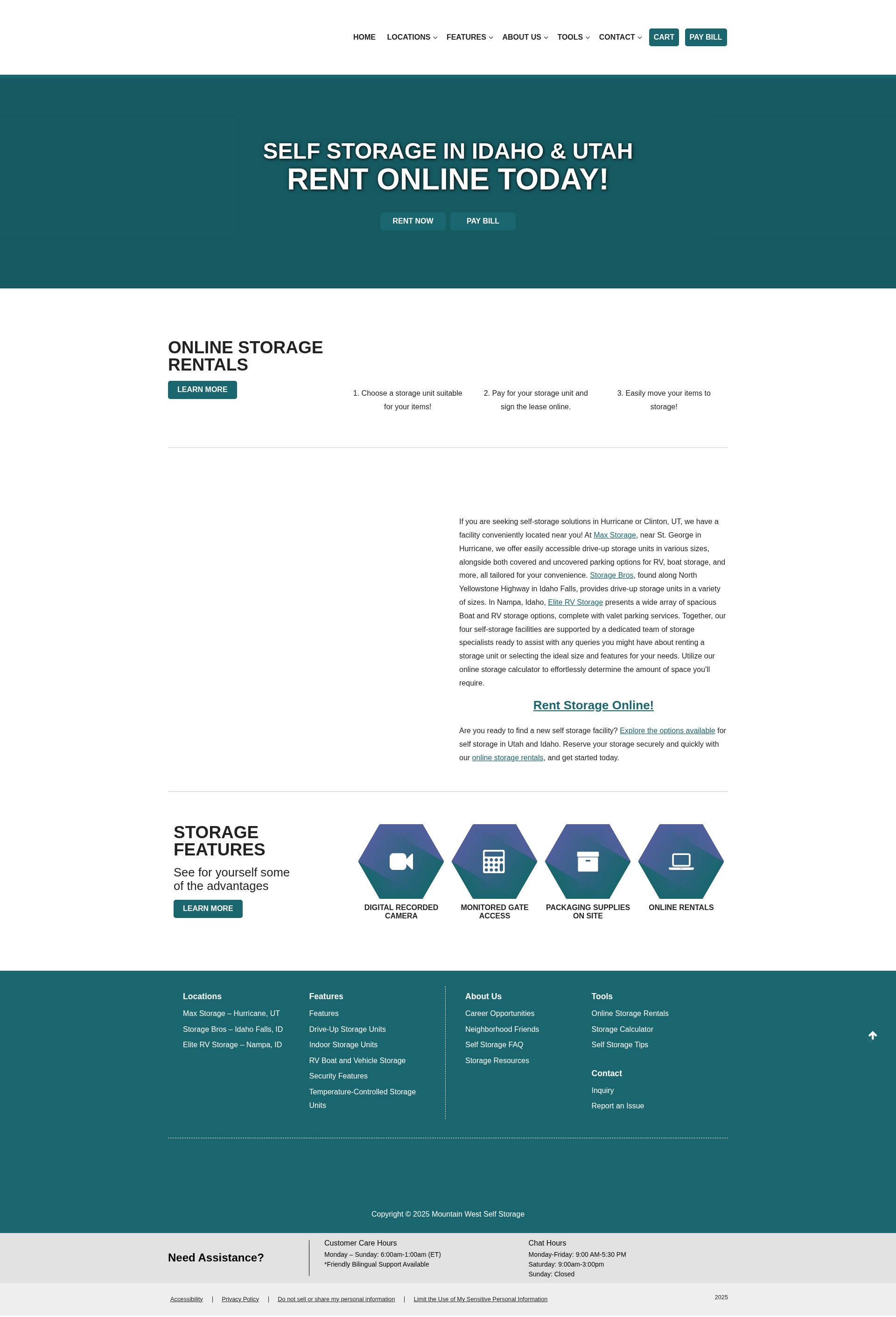 Screenshot of mountainwestselfstorage.com