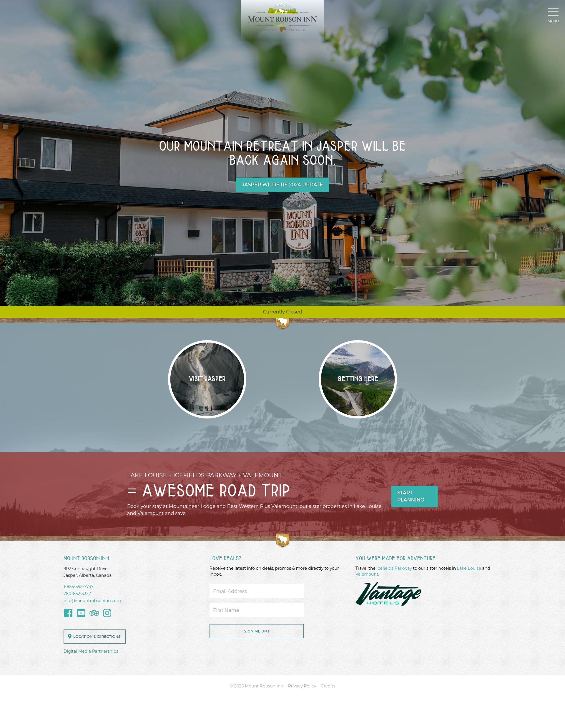 Screenshot of mountrobsoninn.com