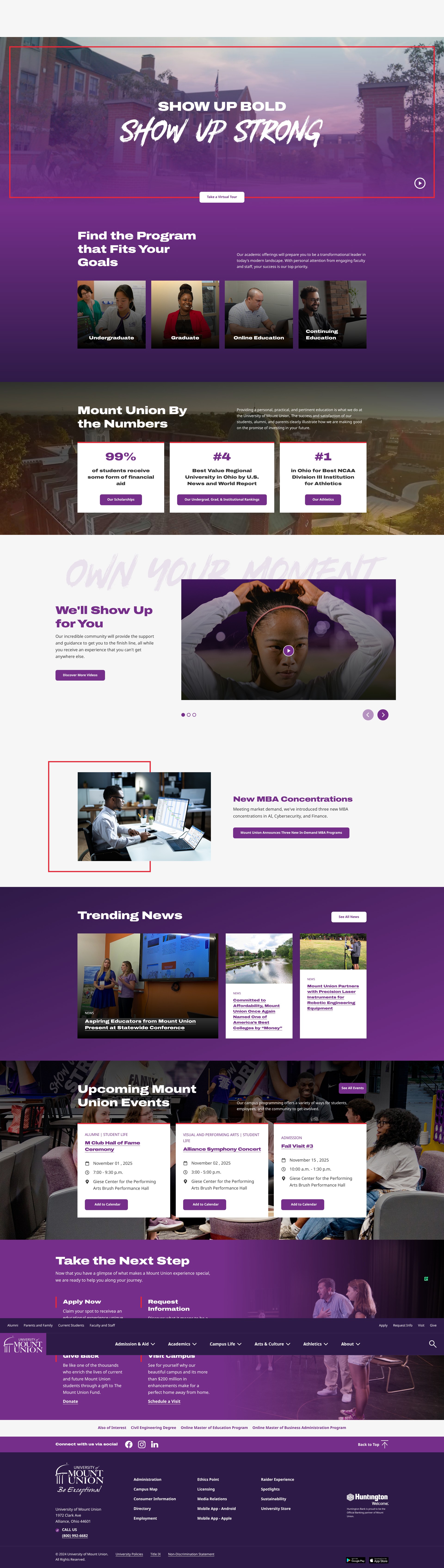 Screenshot of mountunion.edu
