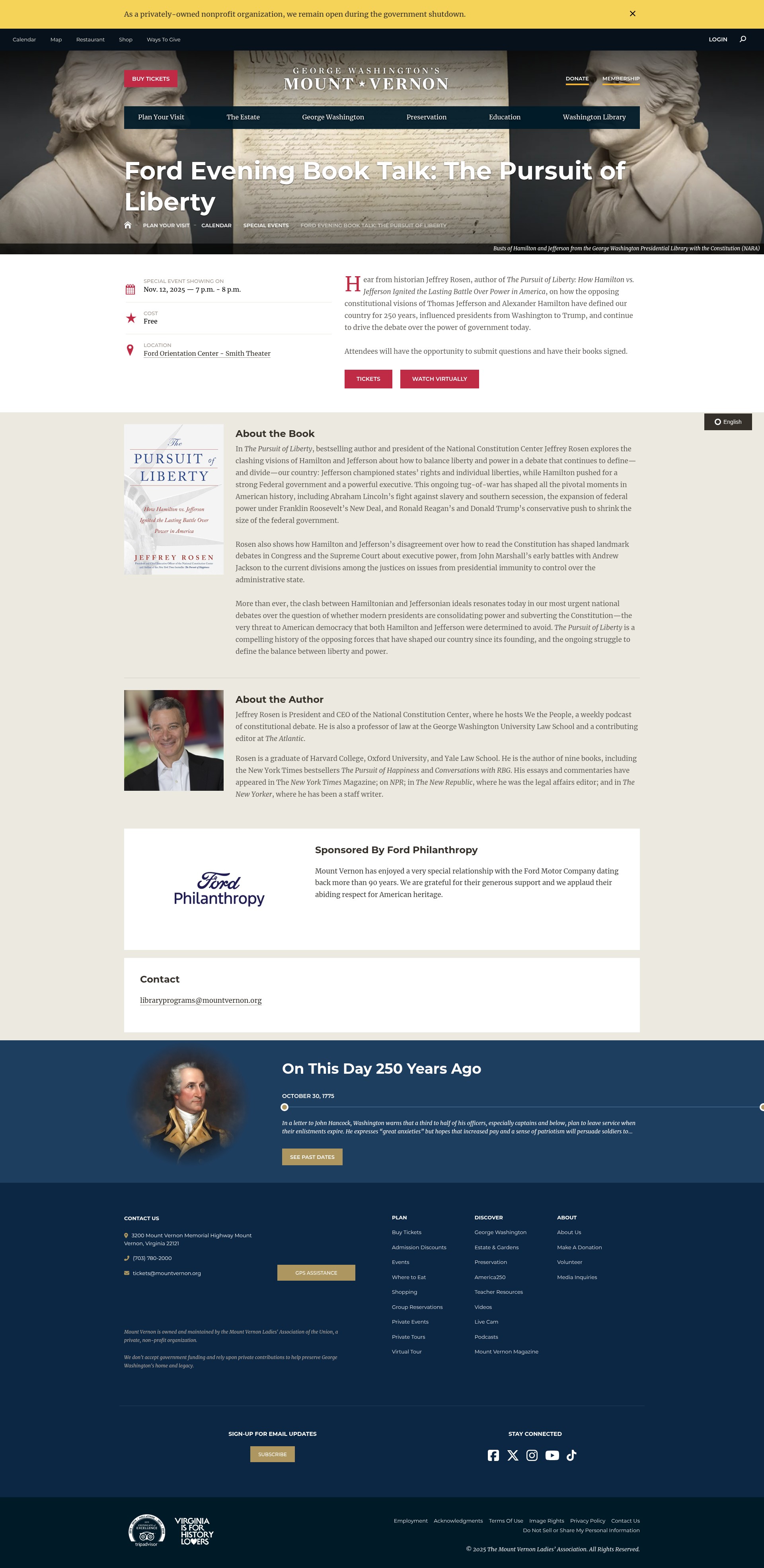 Screenshot of mountvernon.org