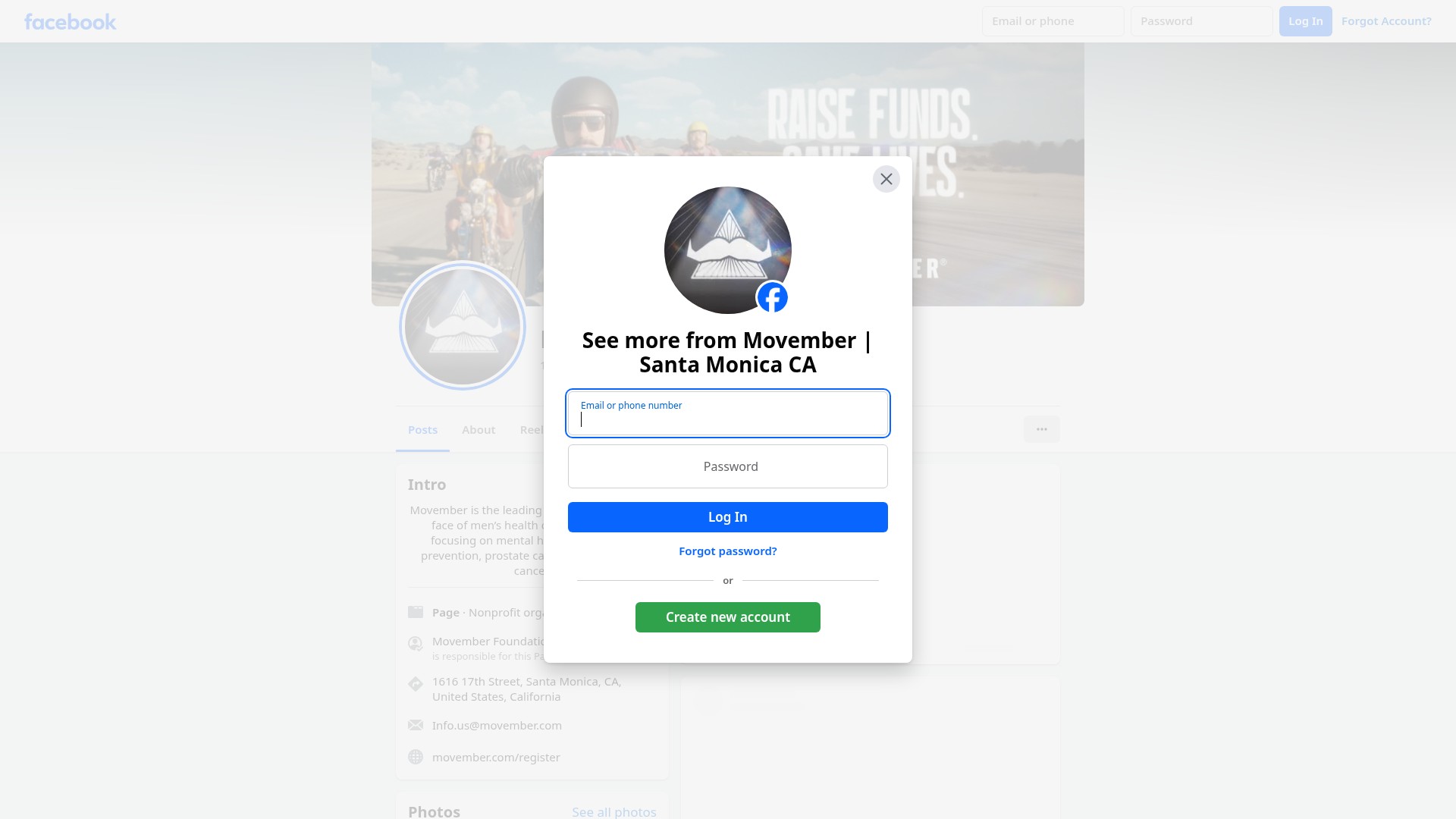 Screenshot of movember.com