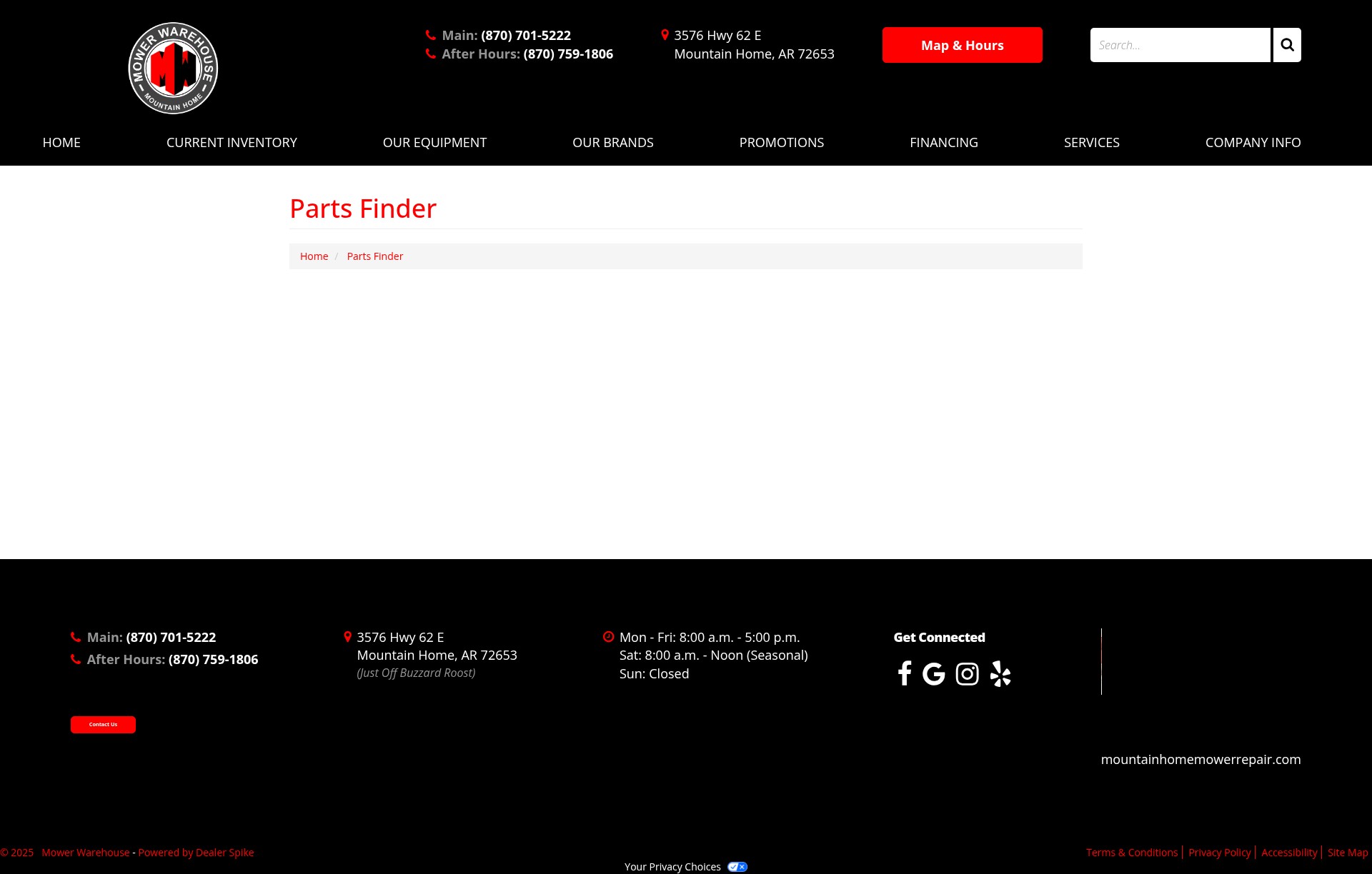 Screenshot of mowerwarehouse.net