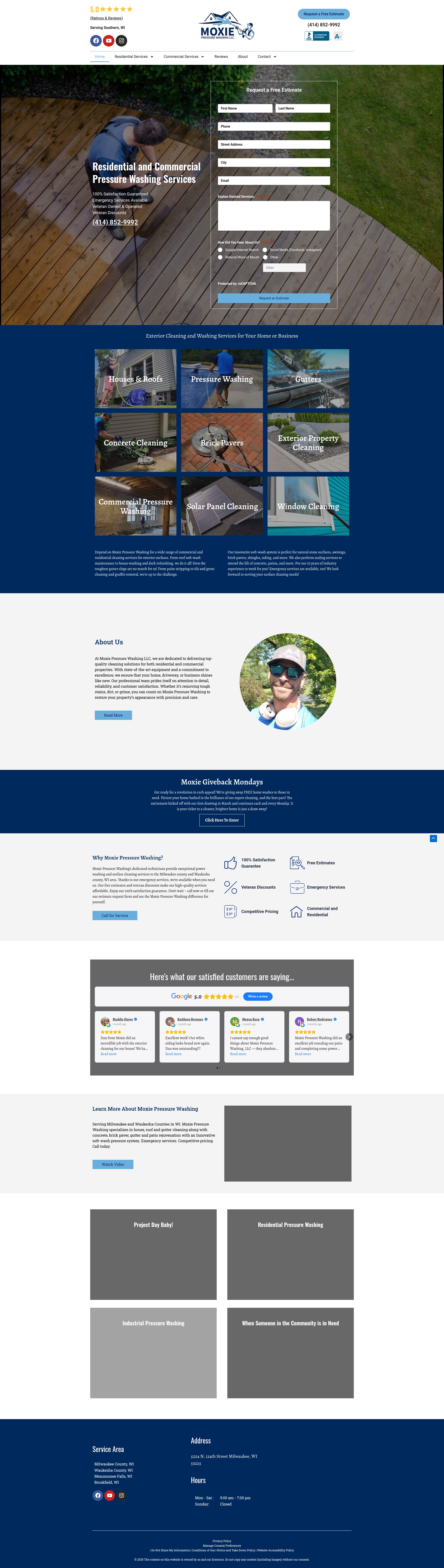 Screenshot of moxiepressurewashing.com