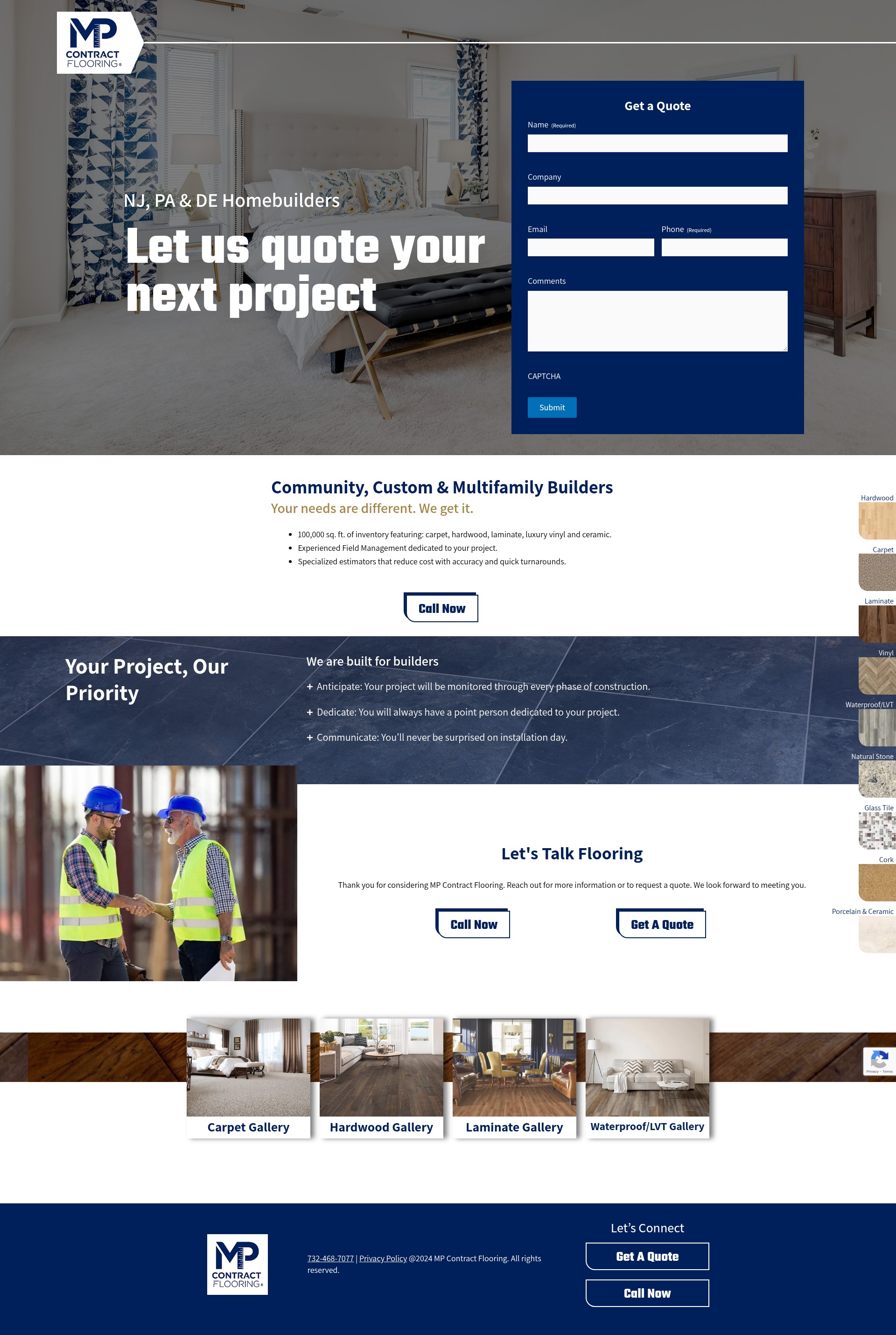Screenshot of mpcontractflooringnj.com
