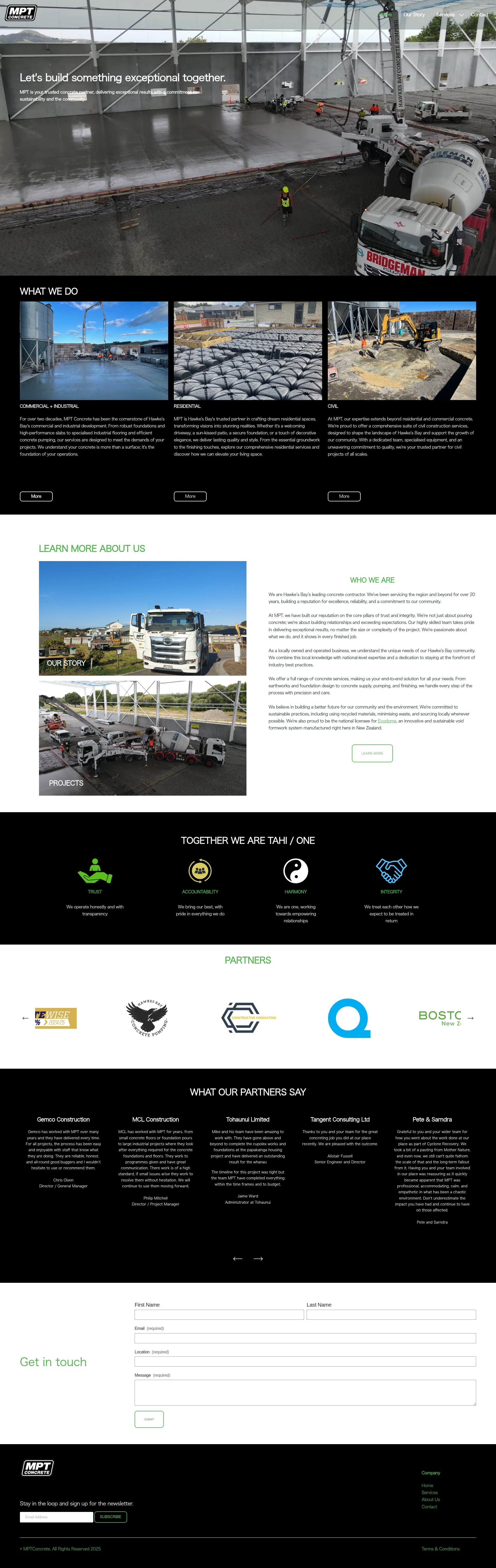Screenshot of mptconcrete.co.nz