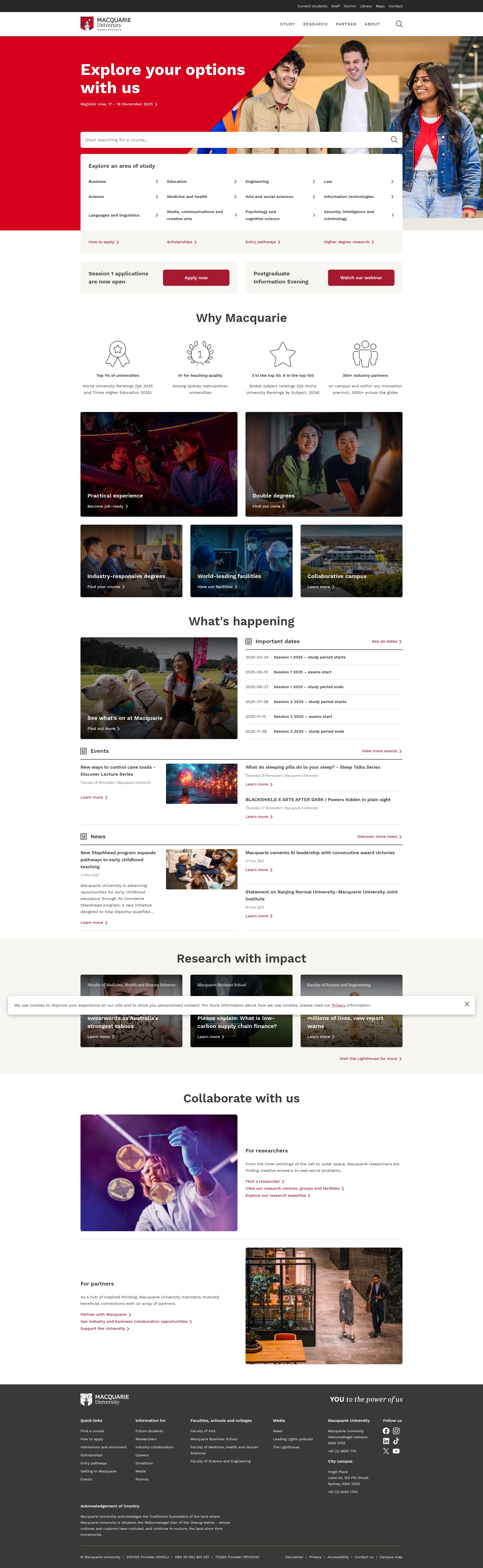 Screenshot of mq.edu.au