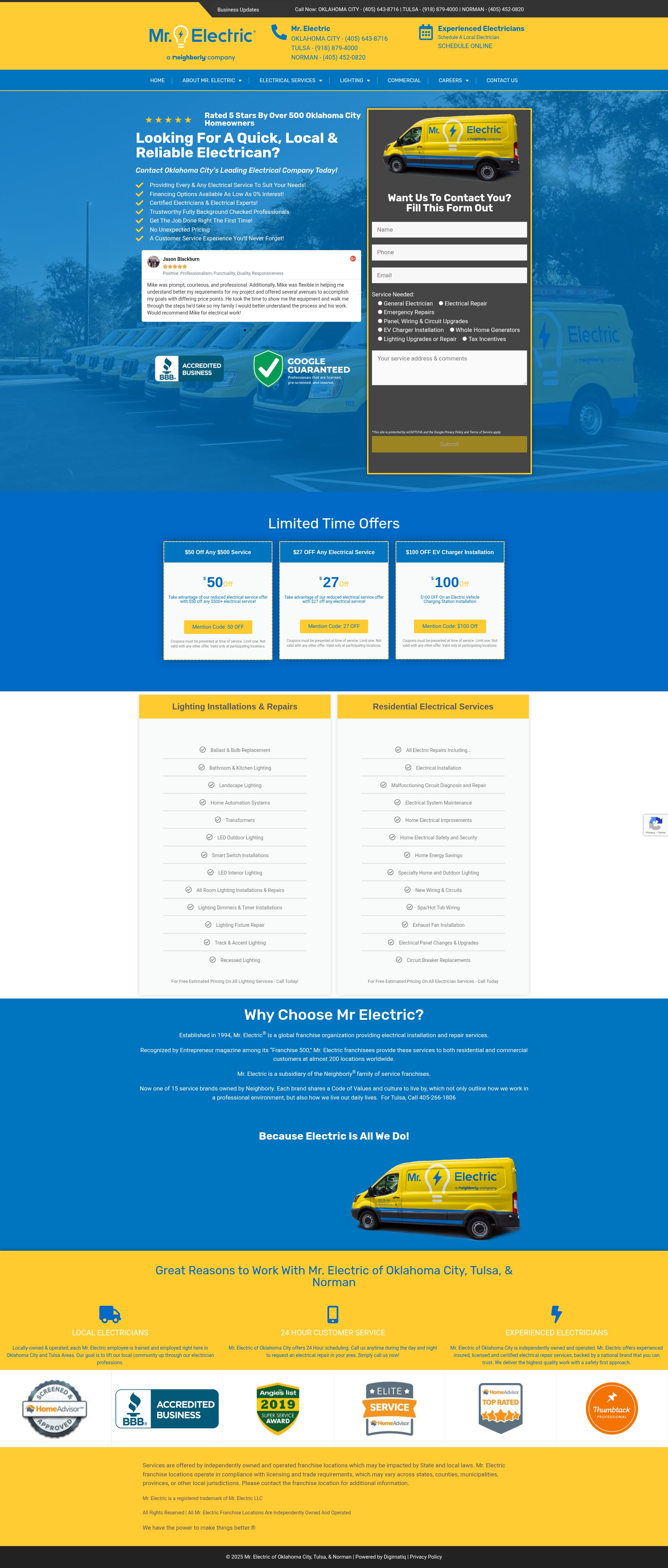 Screenshot of mrelectricoklahoma.com