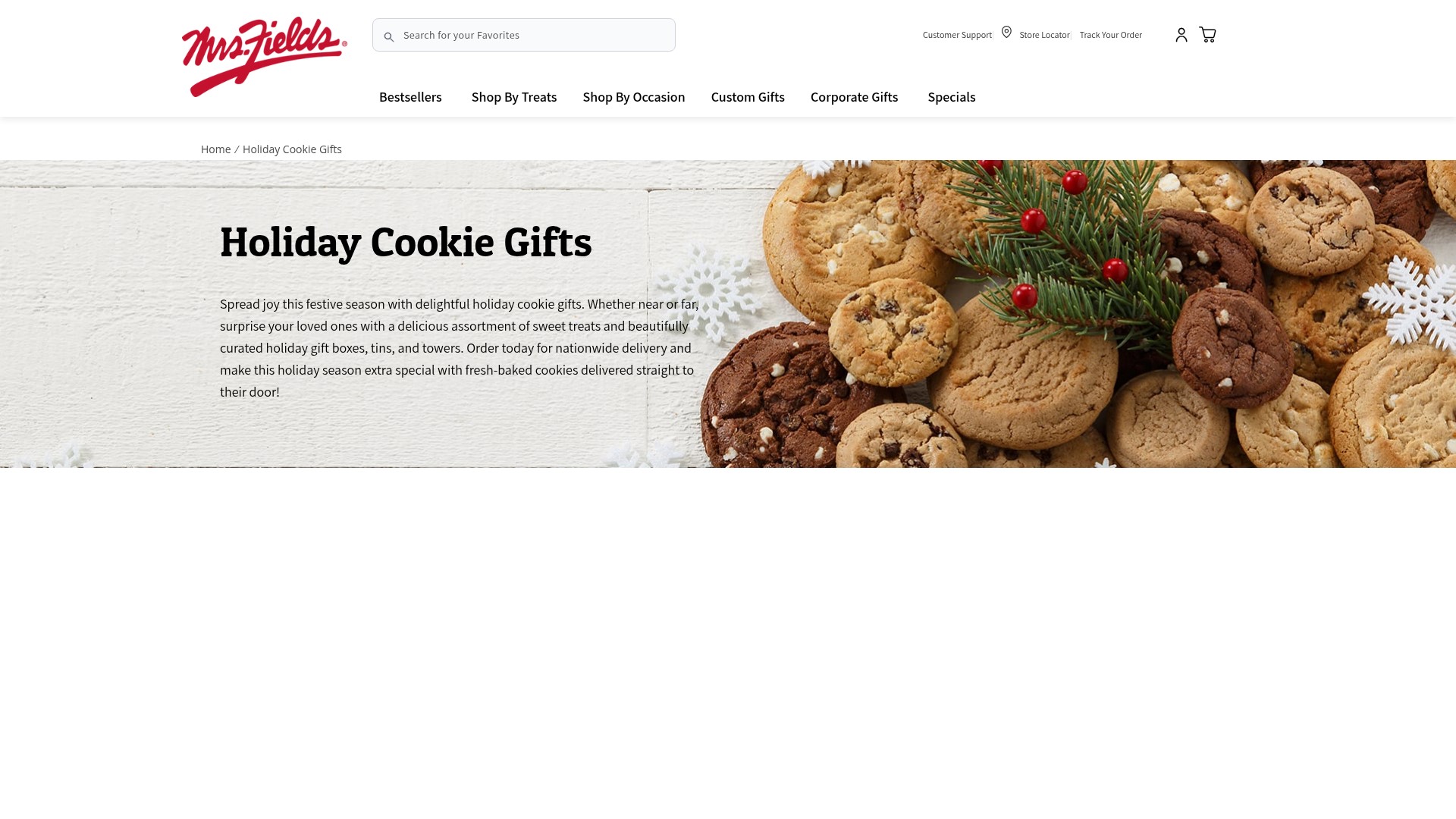 Screenshot of mrsfields.com