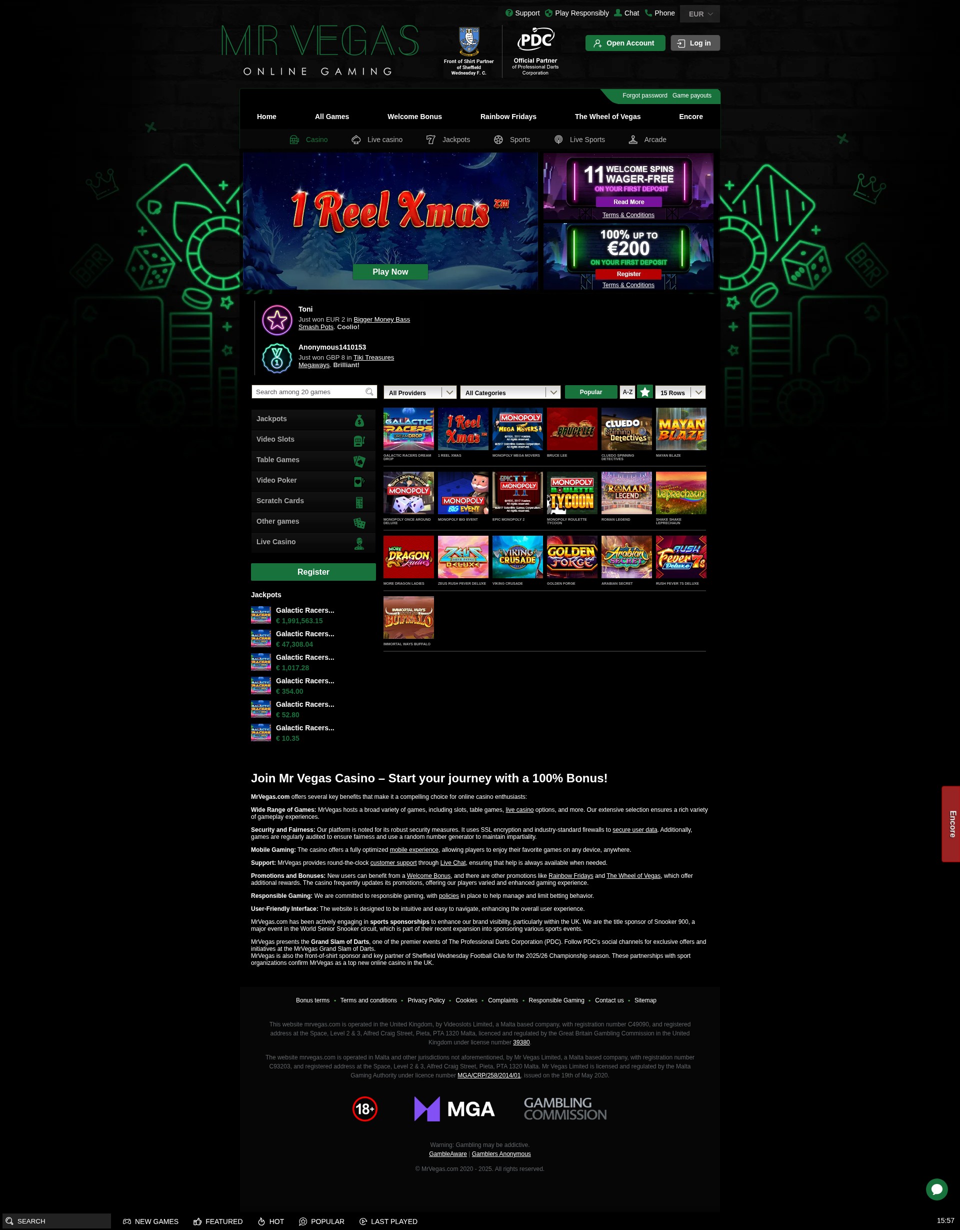 Screenshot of mrvegas.com