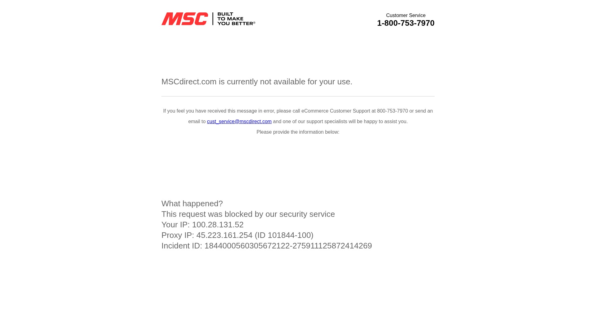 Screenshot of mscdirect.com