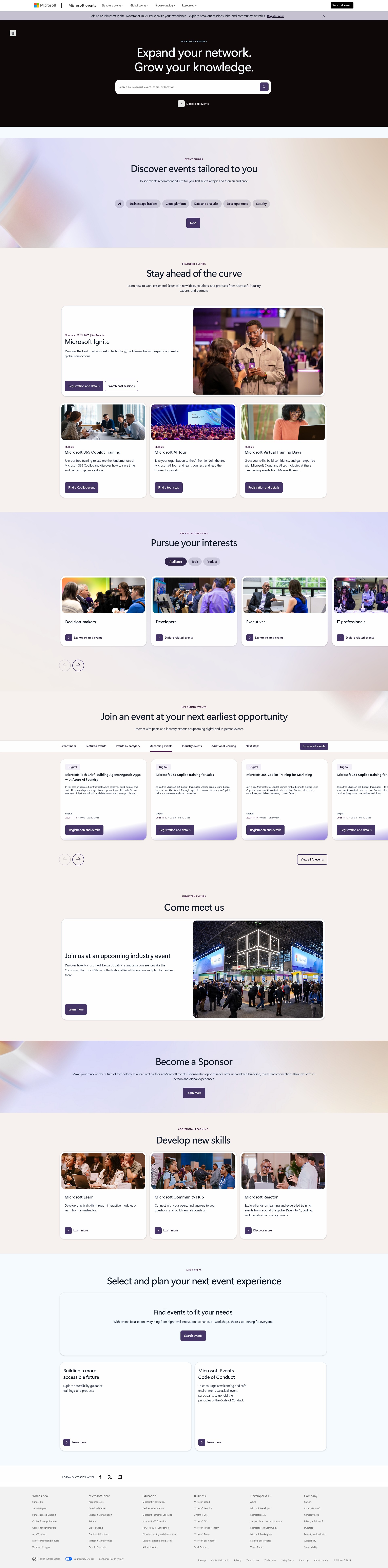 Screenshot of msevents.microsoft.com