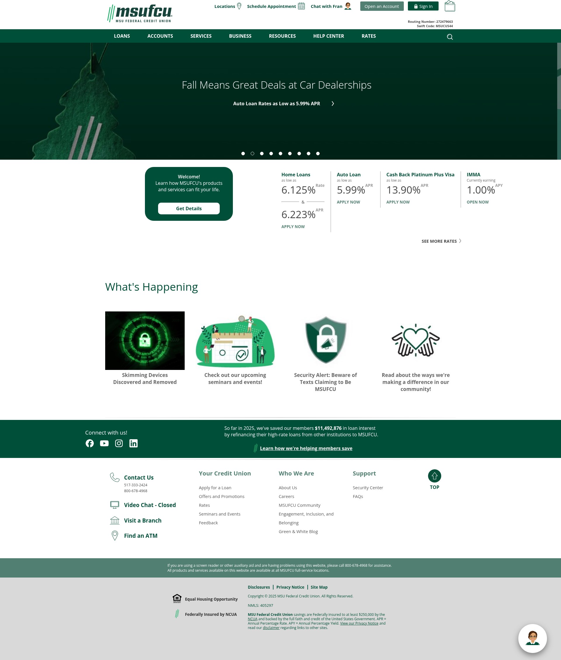 Screenshot of msufcu.org
