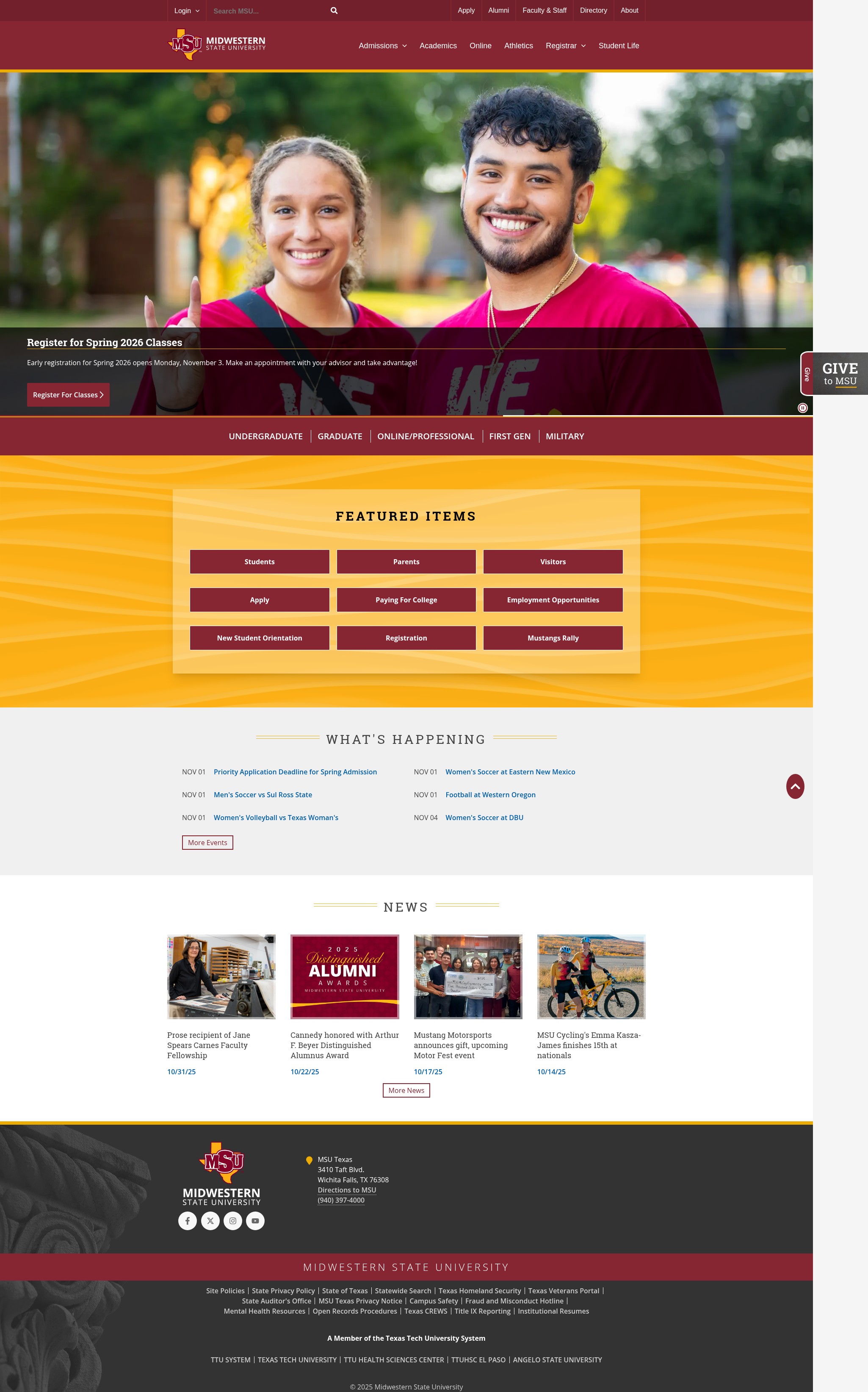 Screenshot of msutexas.edu