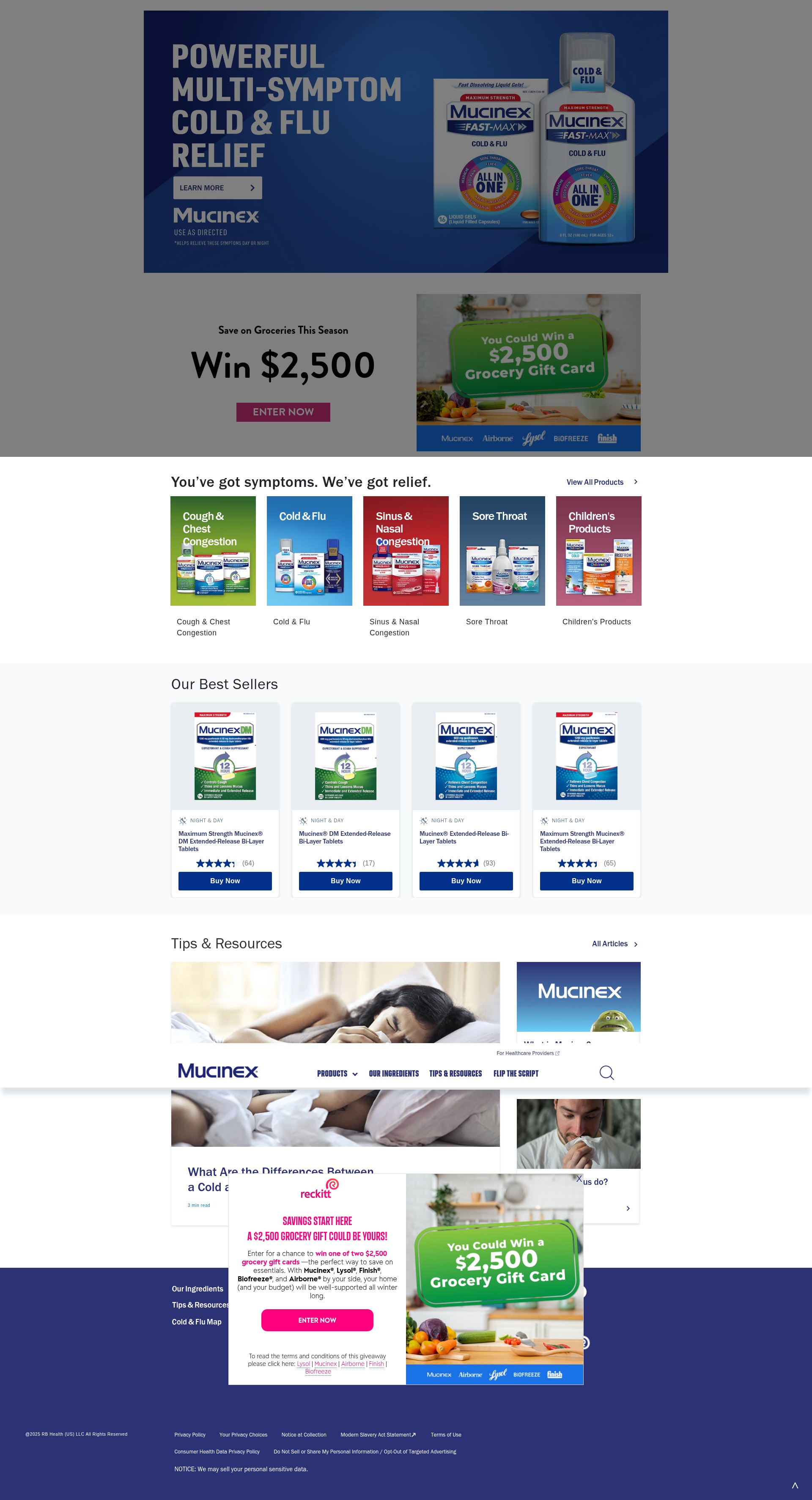 Screenshot of mucinex.com