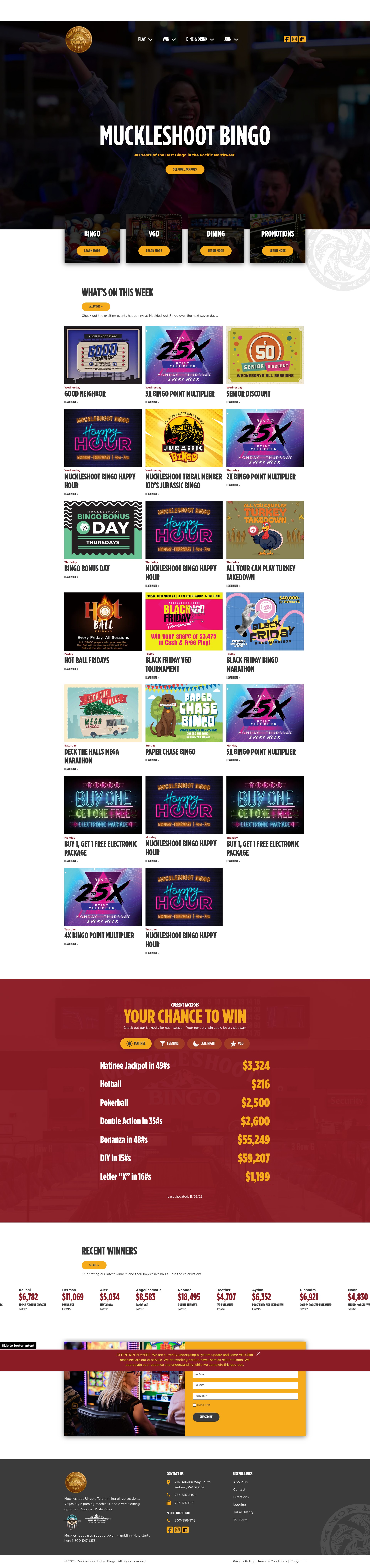 Screenshot of muckleshootbingo.com