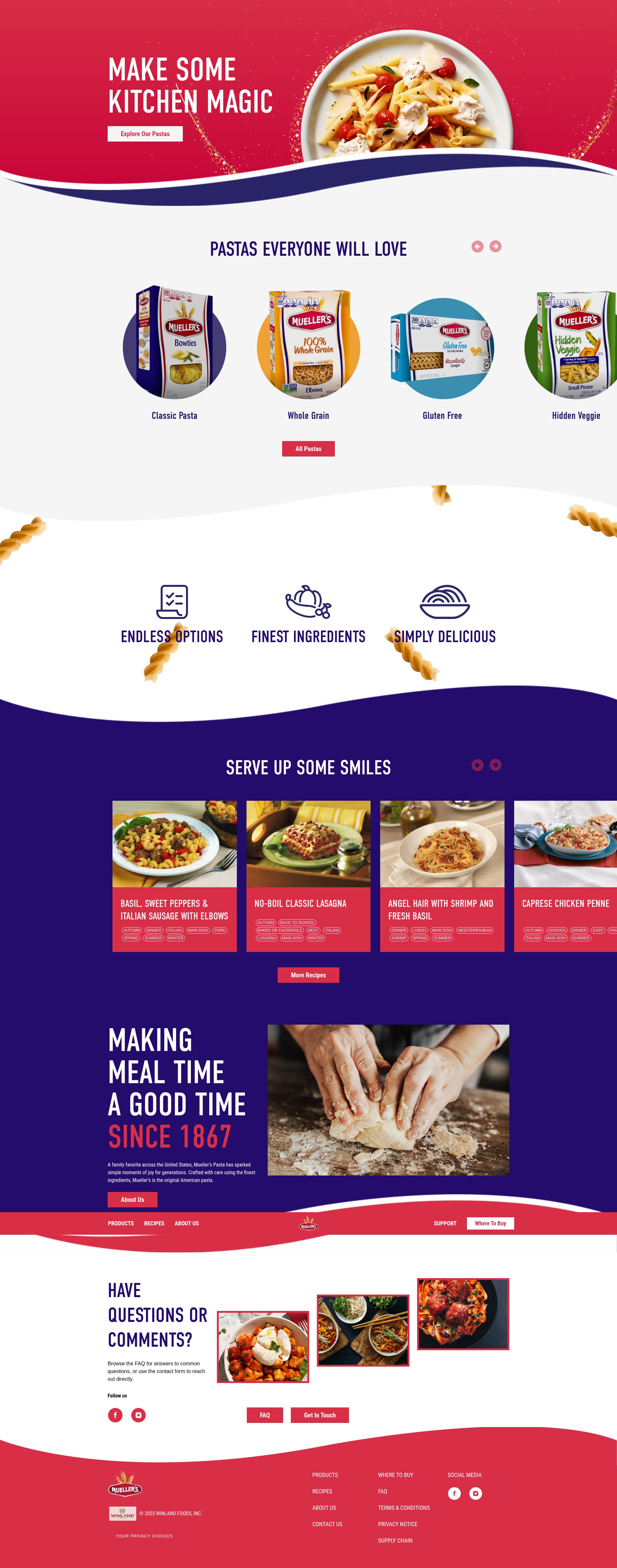 Screenshot of muellerspasta.com