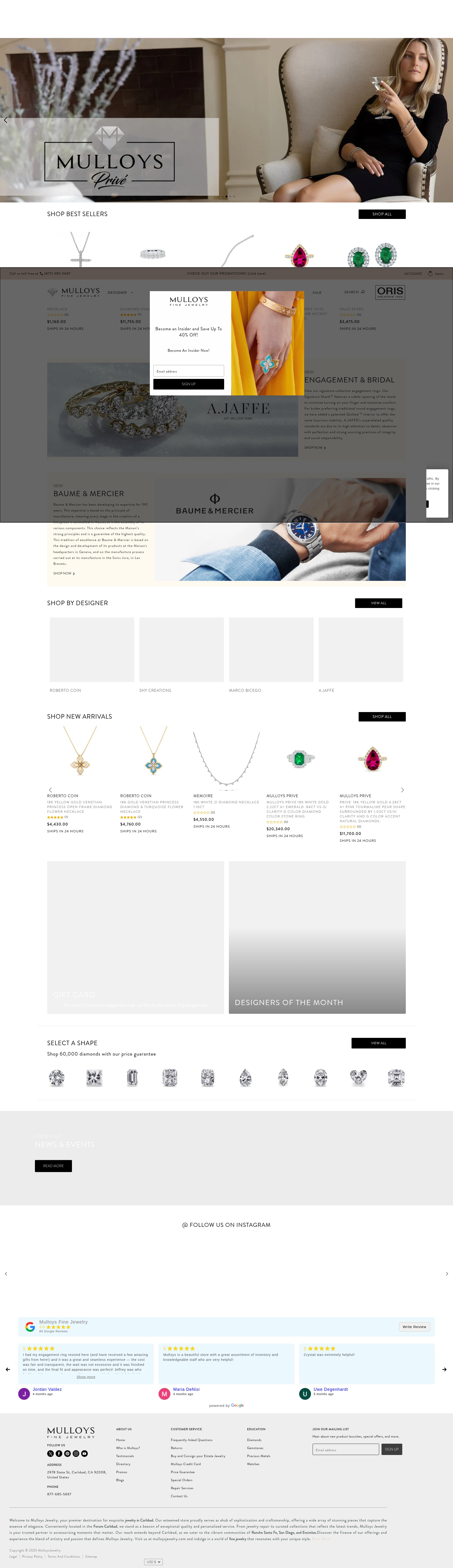 Screenshot of mulloysjewelry.com