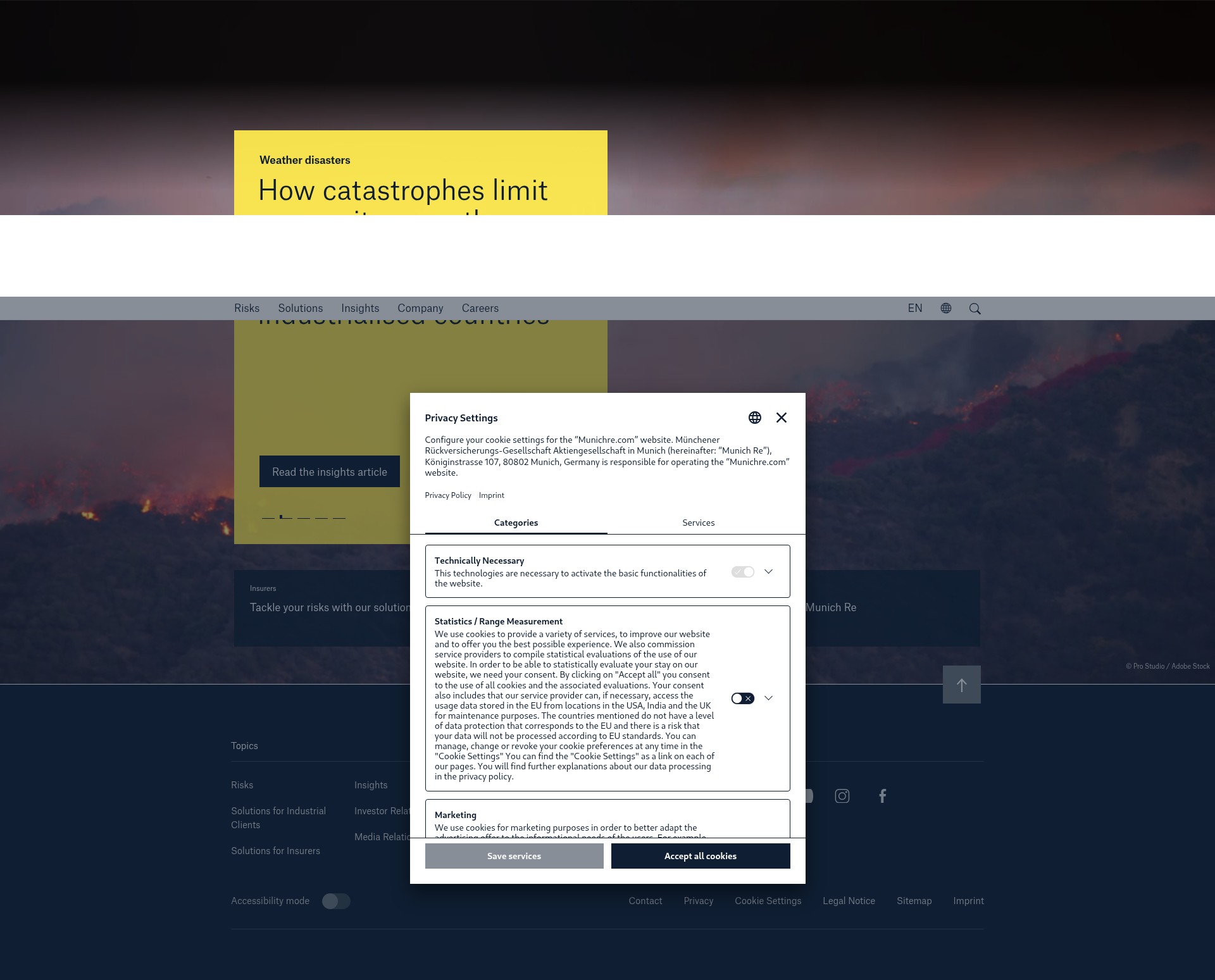 Screenshot of munichre.com