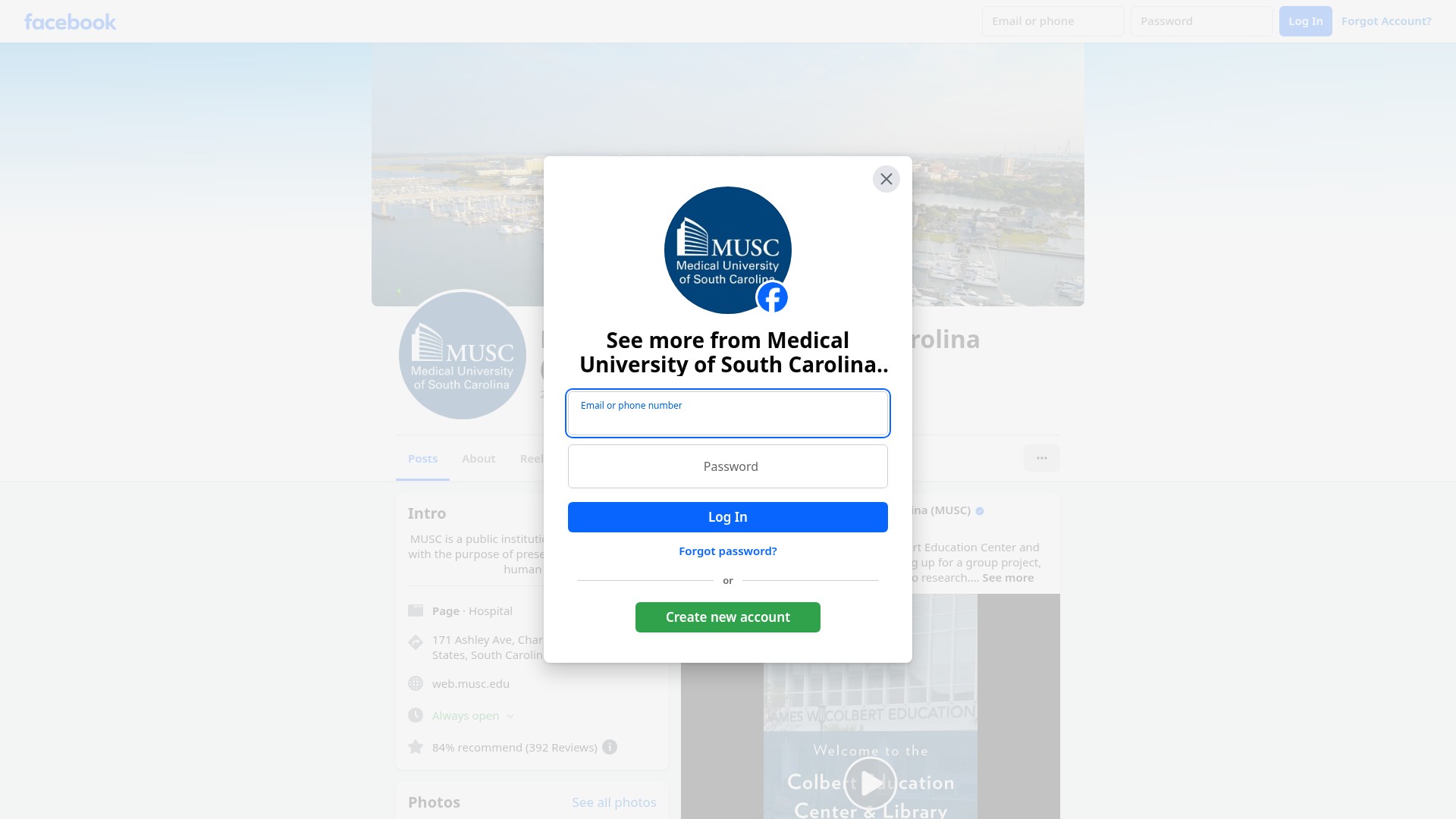 Screenshot of musc.edu