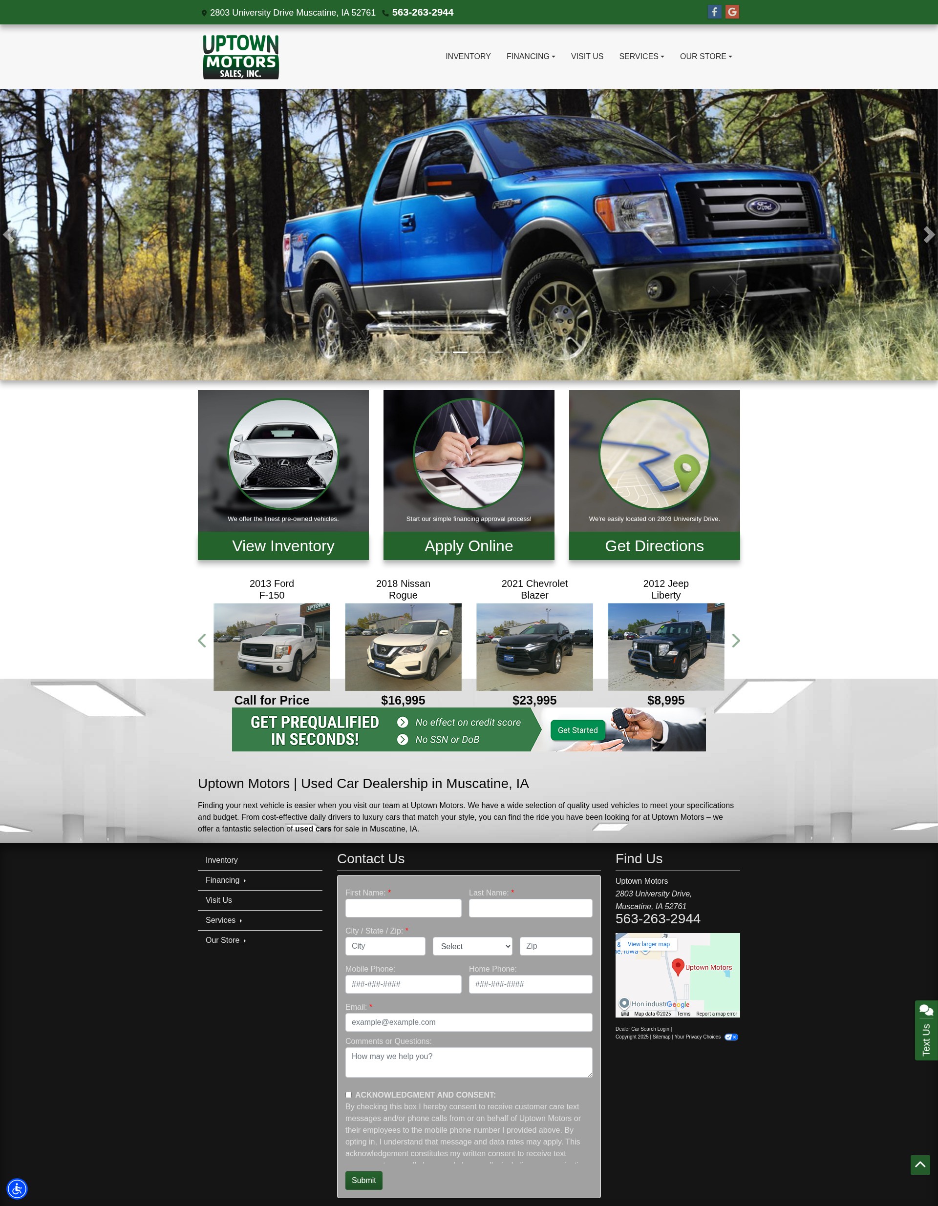 Screenshot of muscatinecars.com