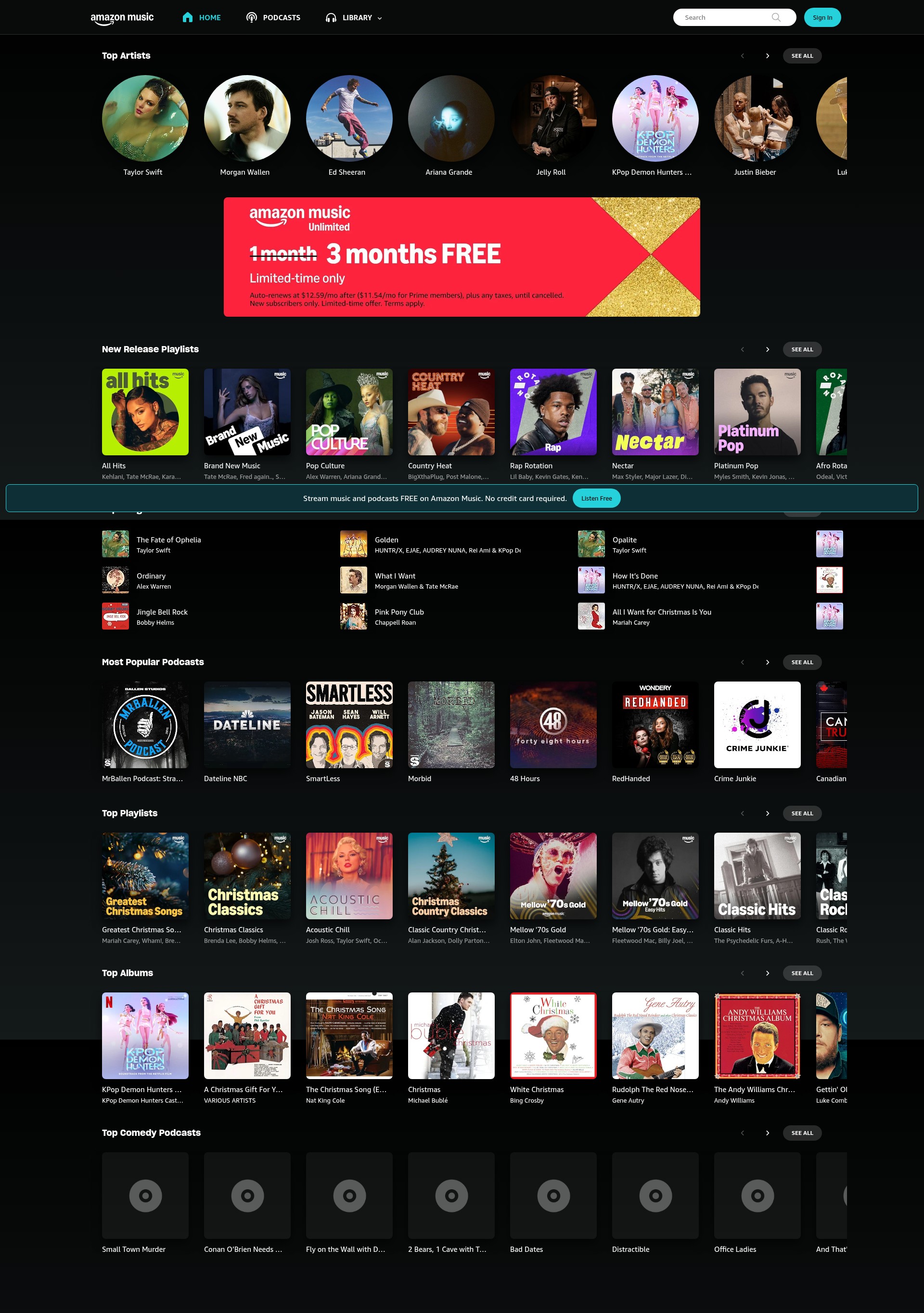 Screenshot of music.amazon.ca