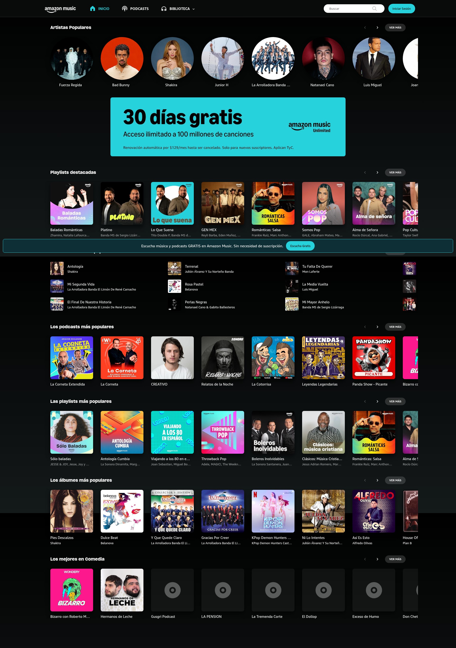 Screenshot of music.amazon.com.mx