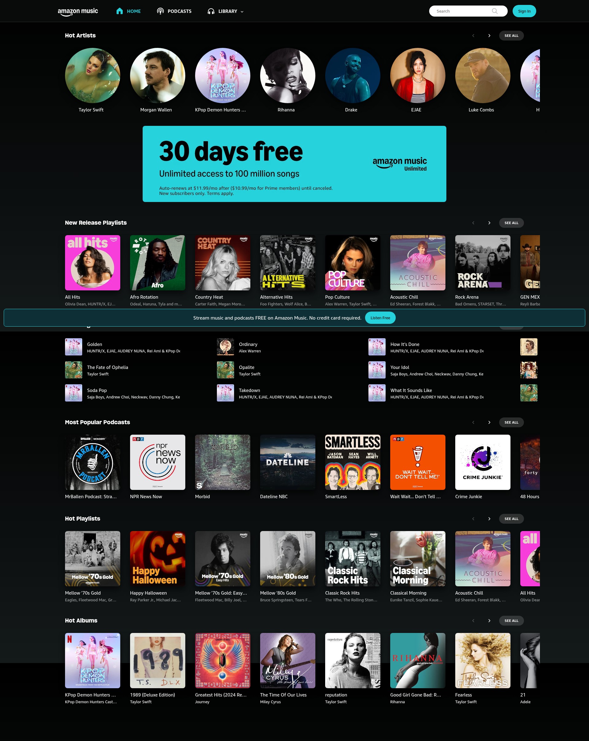 Screenshot of music.amazon.com