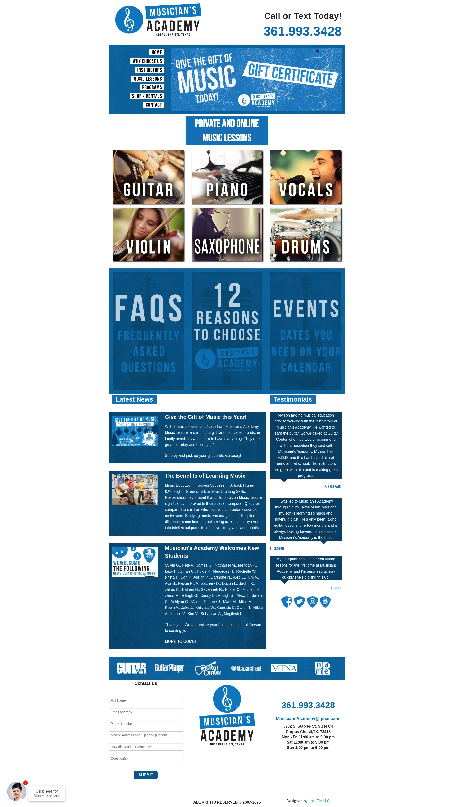 Screenshot of musiciansacademy.com