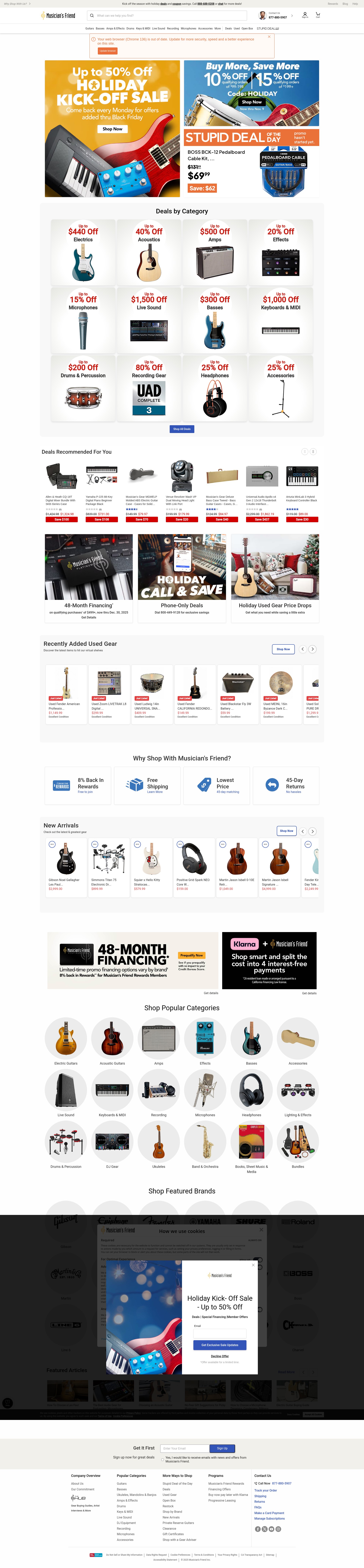 Screenshot of musiciansfriend.com