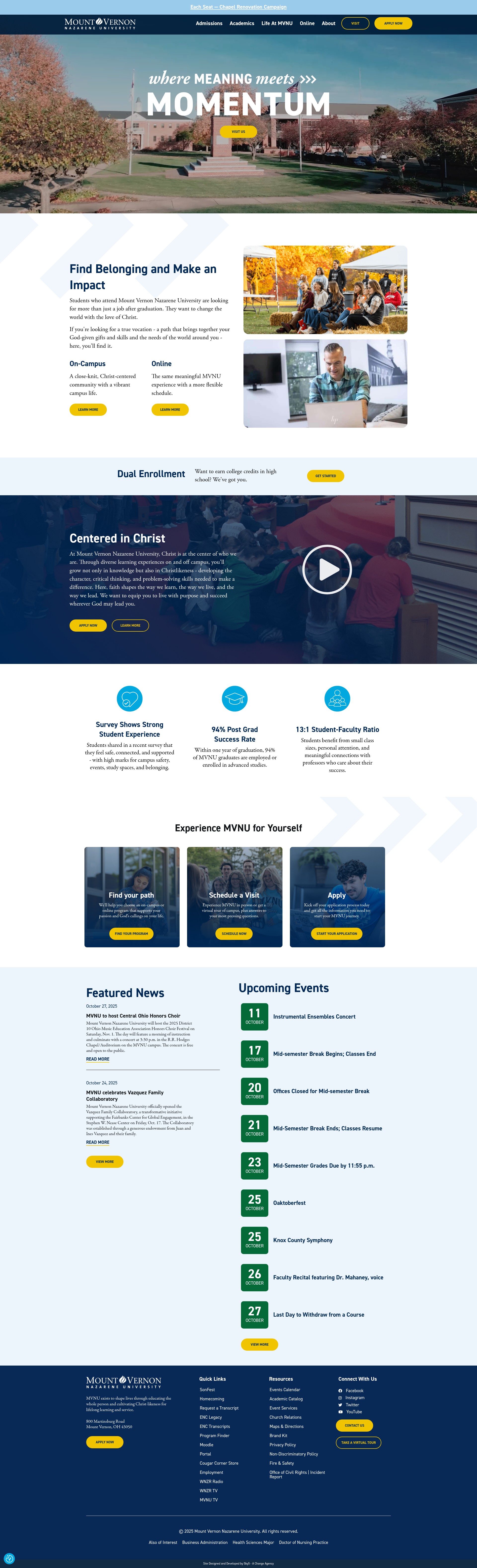 Screenshot of mvnu.edu
