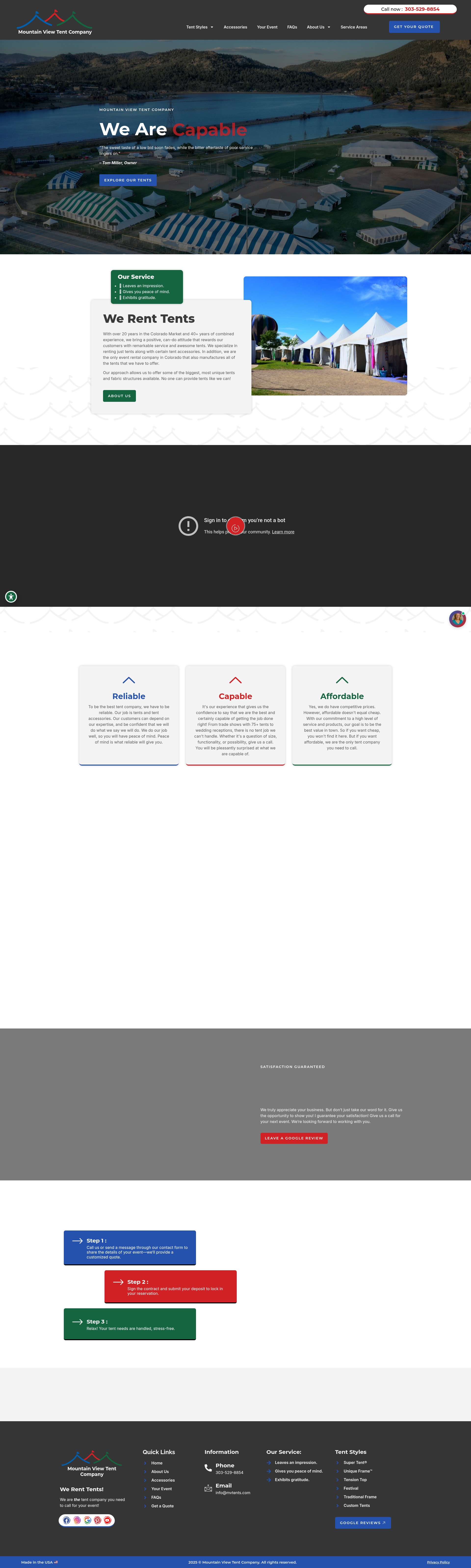 Screenshot of mvtents.com