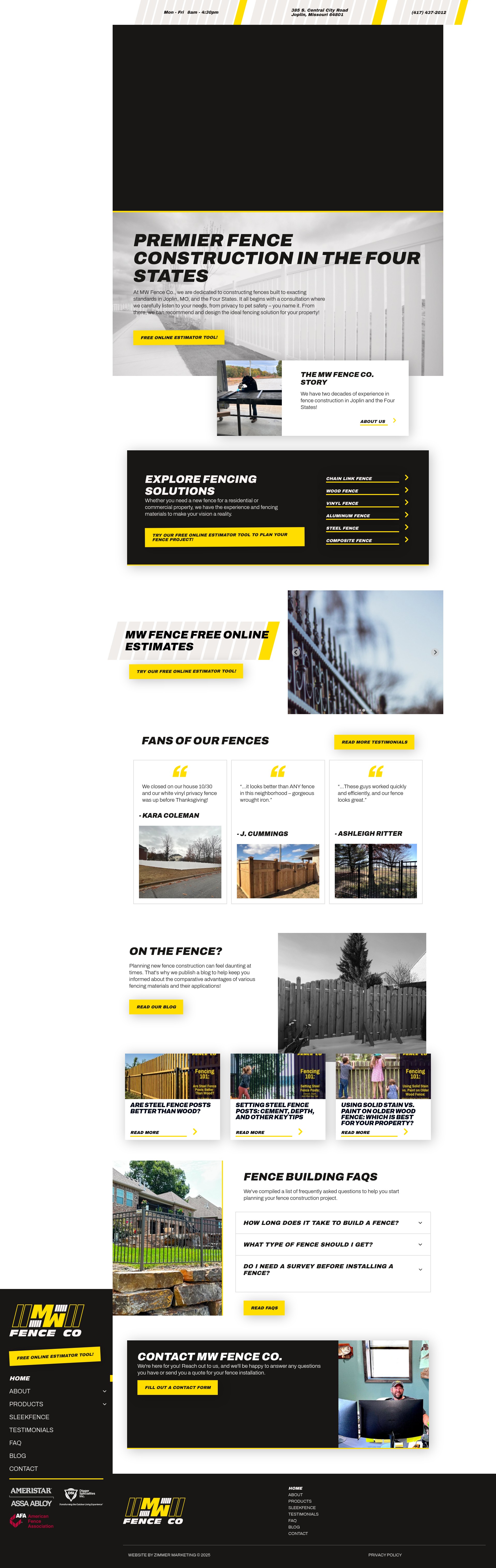 Screenshot of mwfenceco.com