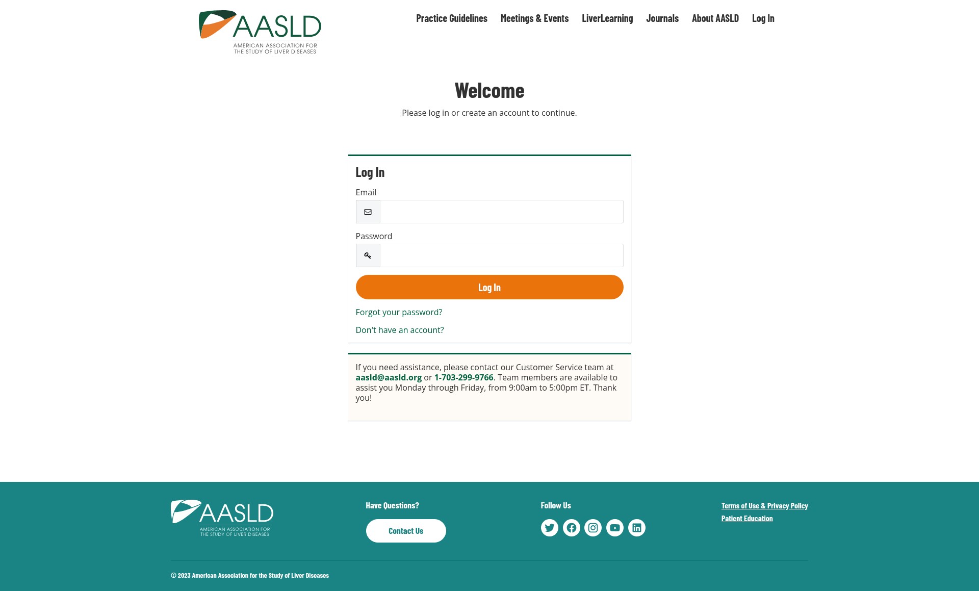 Screenshot of my.aasld.org