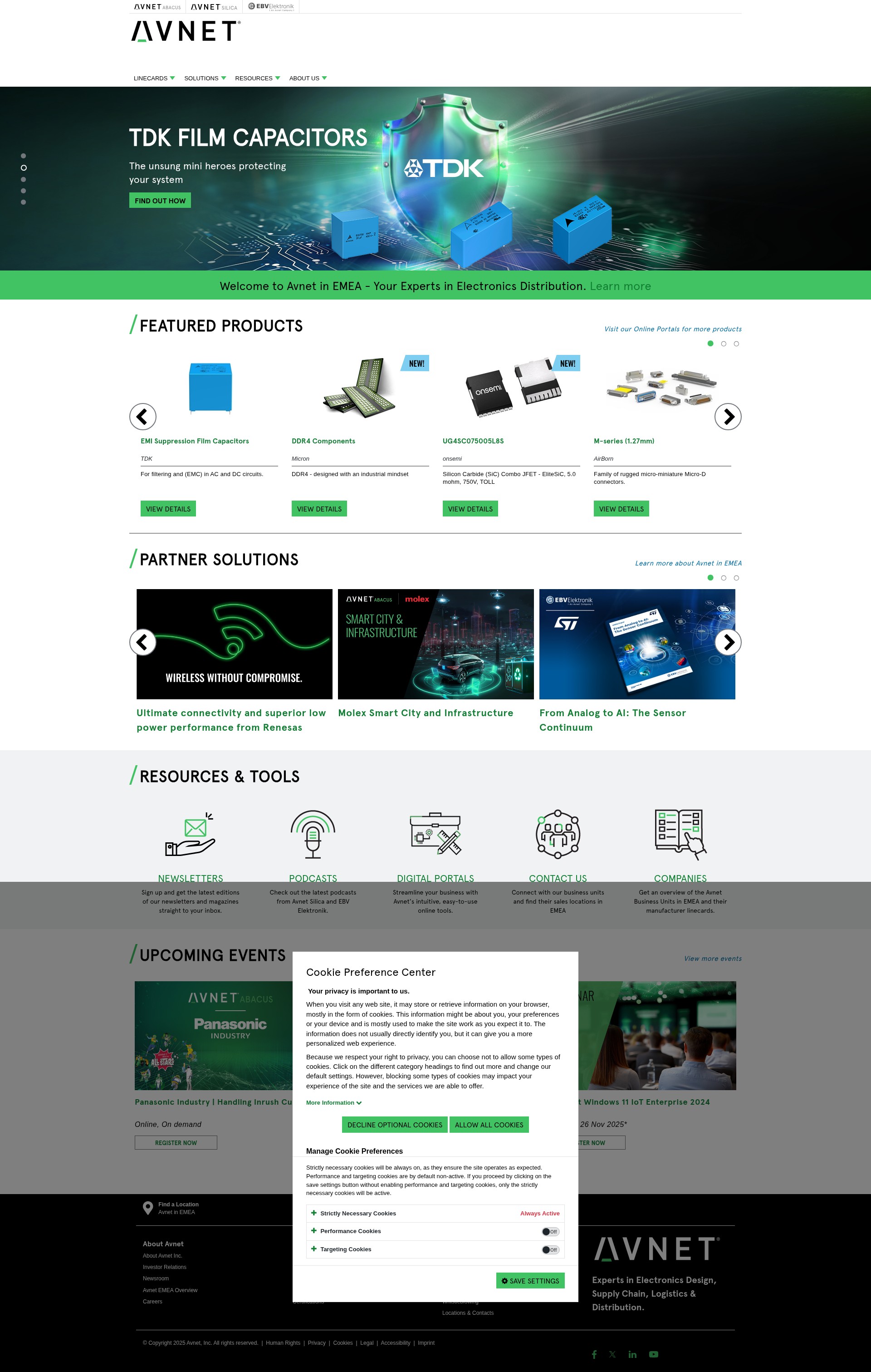 Screenshot of my.avnet.com
