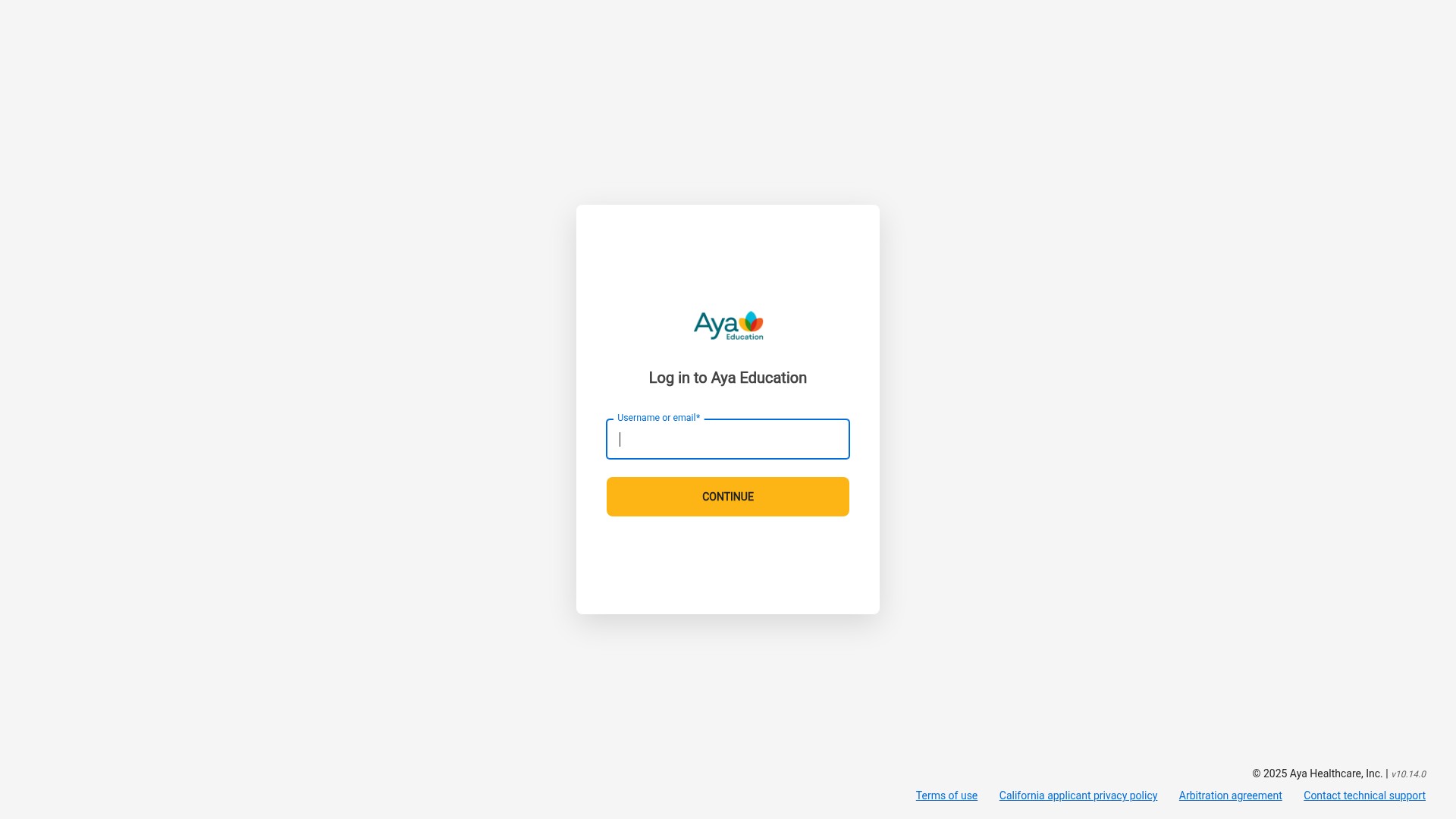 Screenshot of my.ayaeducation.com