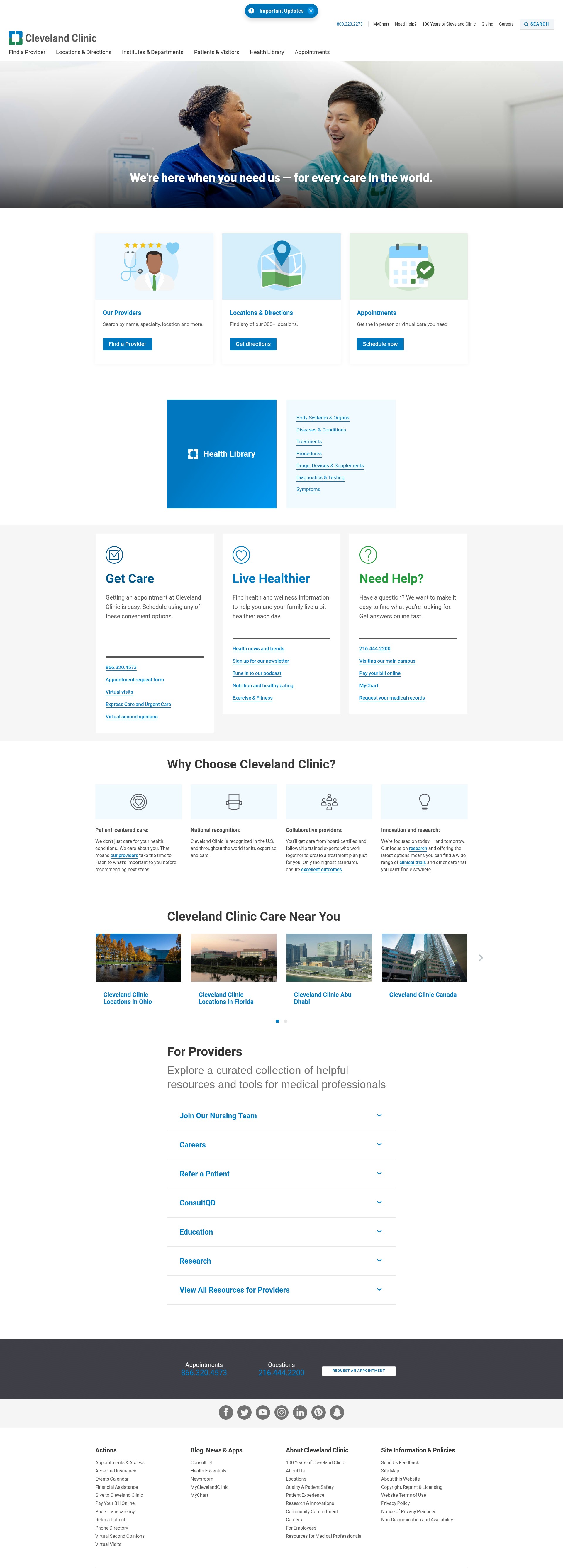 Screenshot of my.clevelandclinic.org