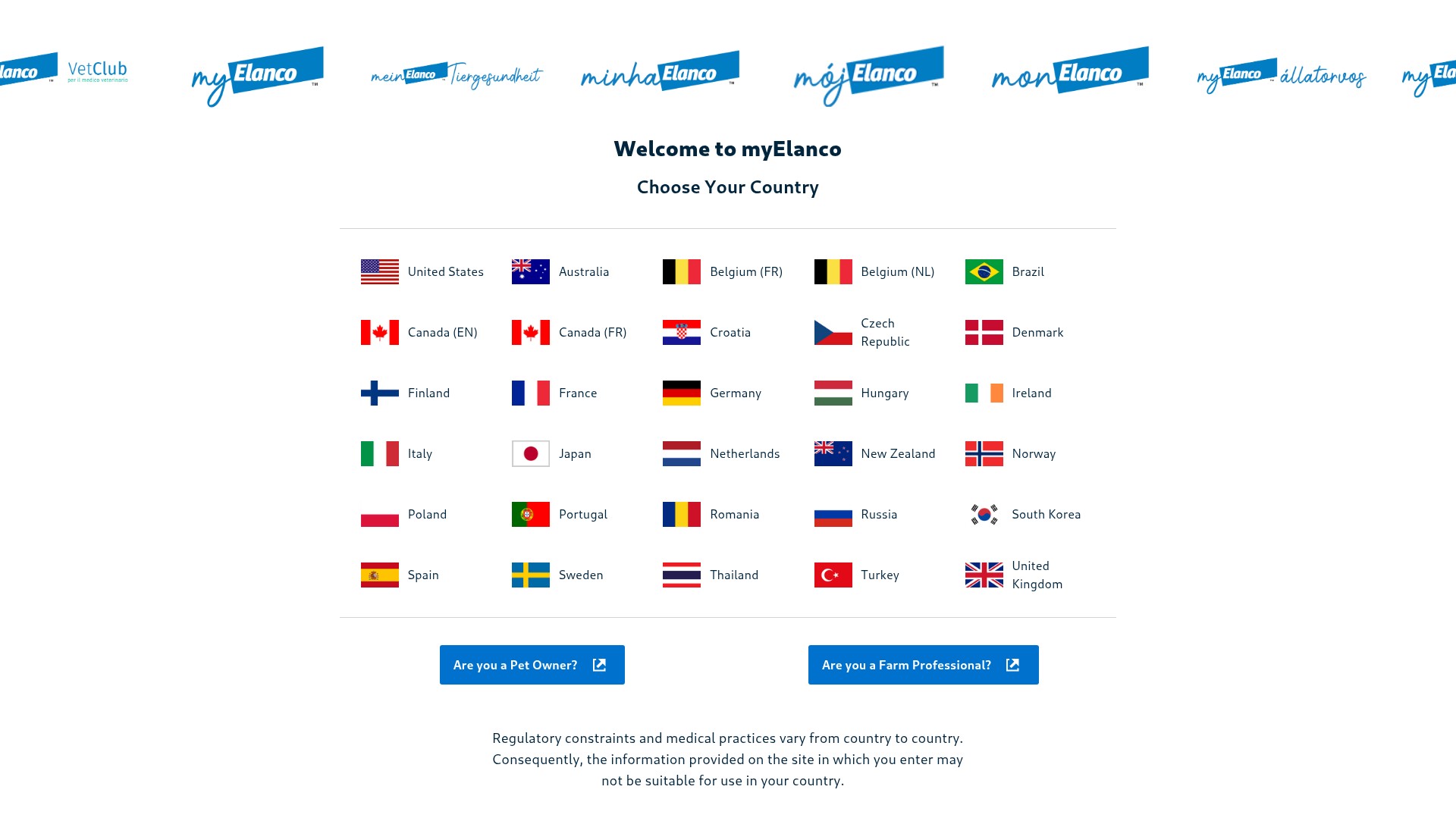 Screenshot of my.elanco.com
