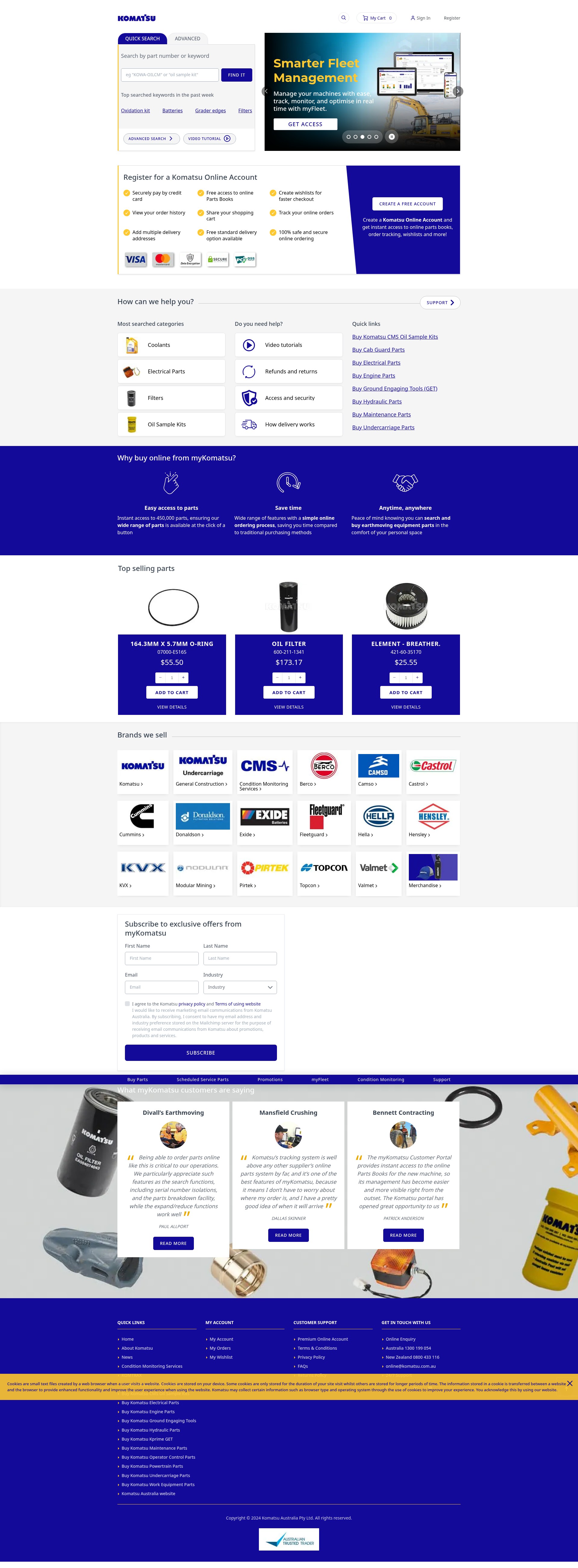 Screenshot of my.komatsu.com.au