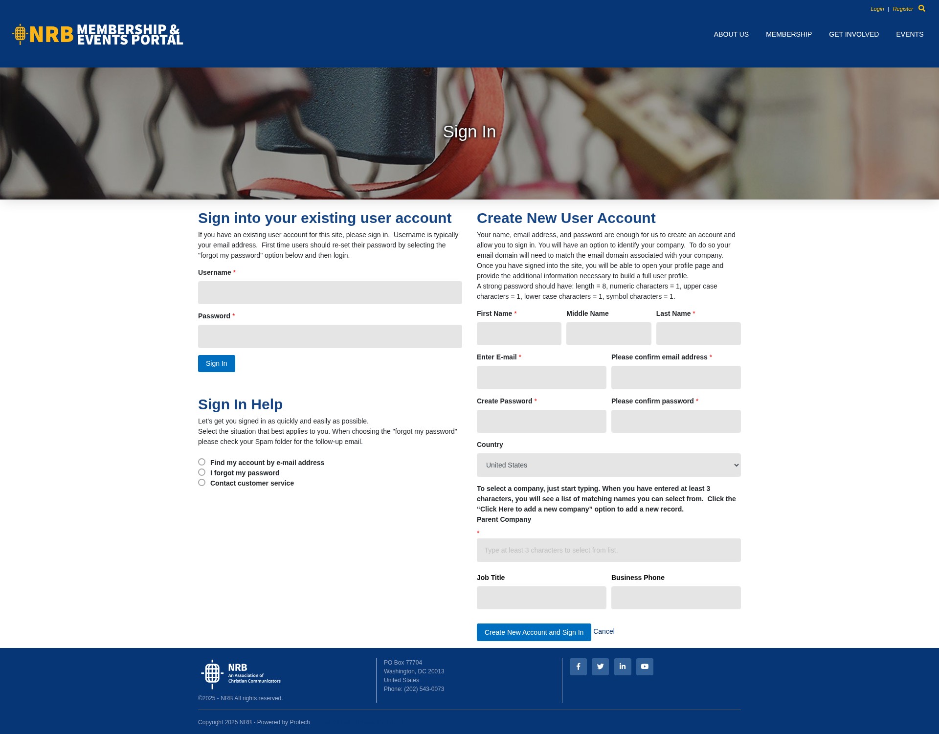 Screenshot of my.nrb.org