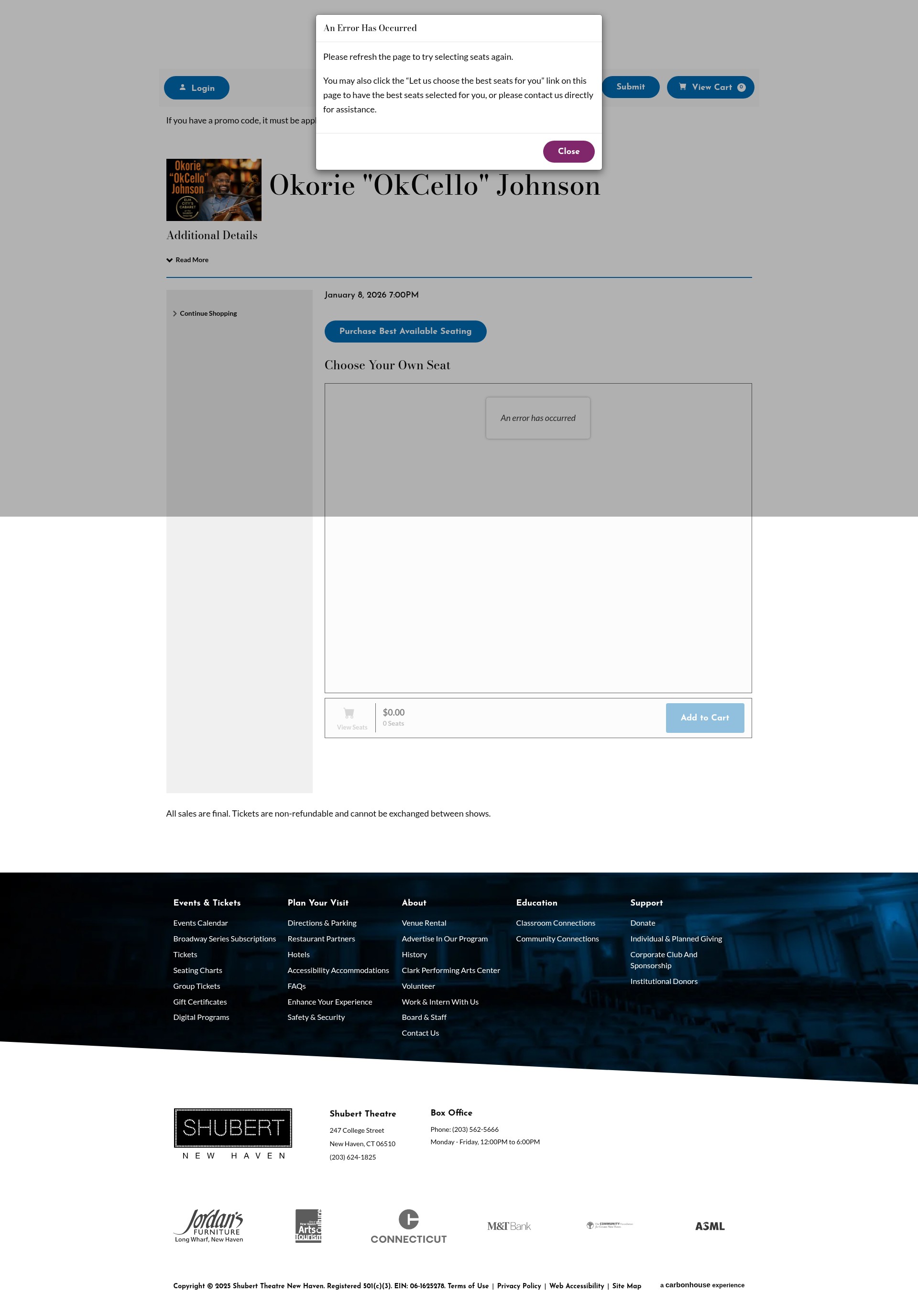 Screenshot of my.shubert.com