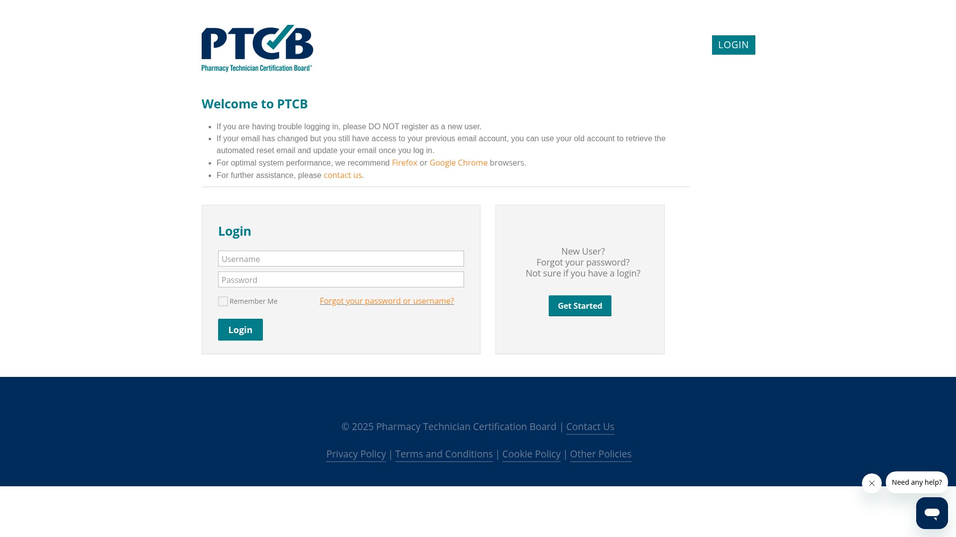 Screenshot of myaccount.ptcb.org