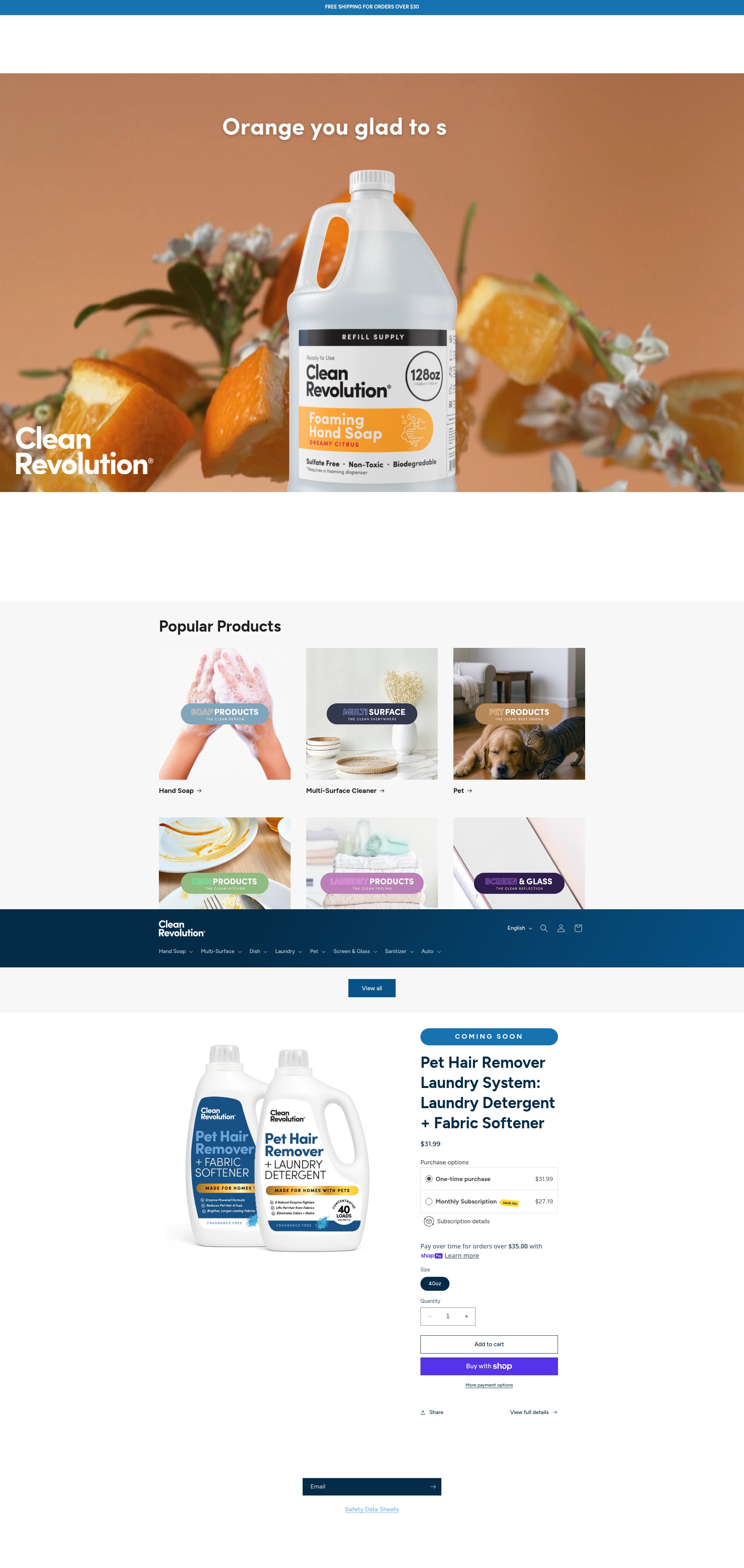 Screenshot of mycleanrevolution.com