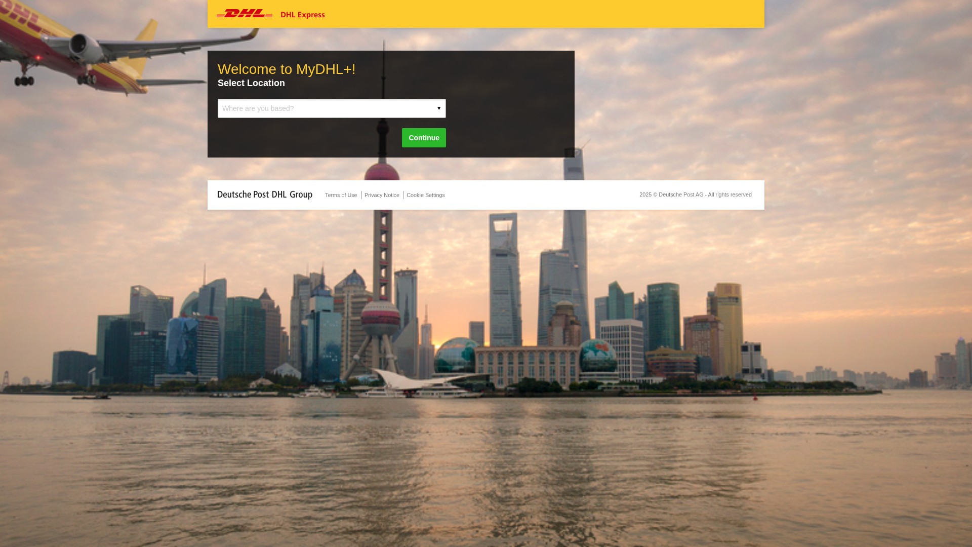 Screenshot of mydhl.express.dhl