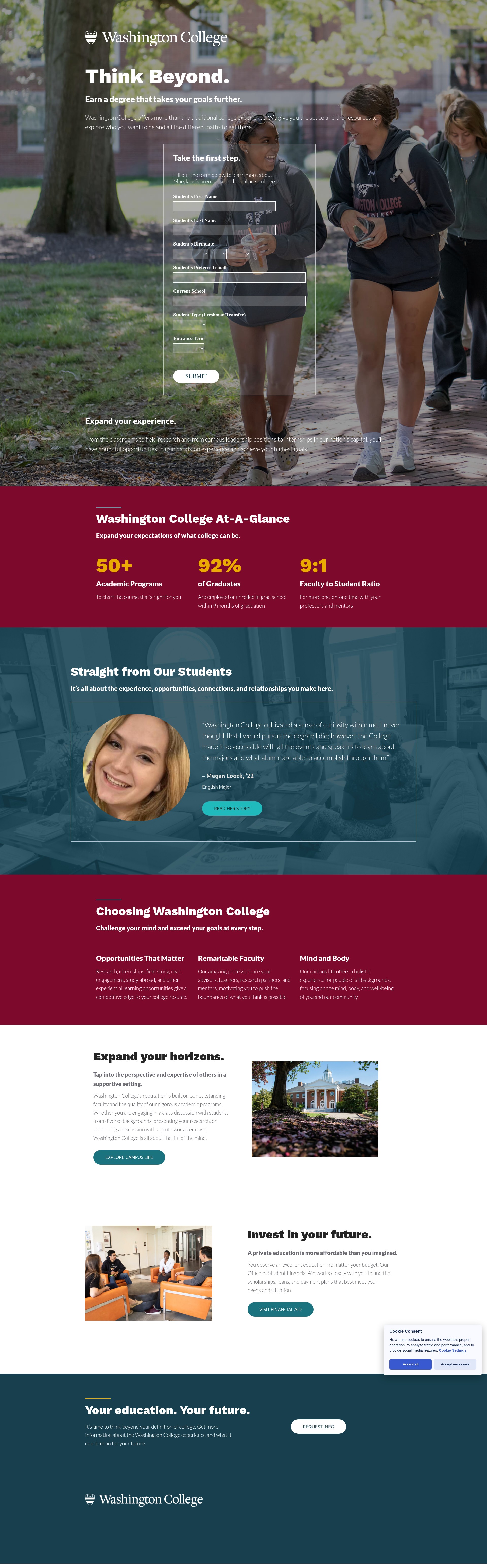 Screenshot of myfuture.washcoll.edu
