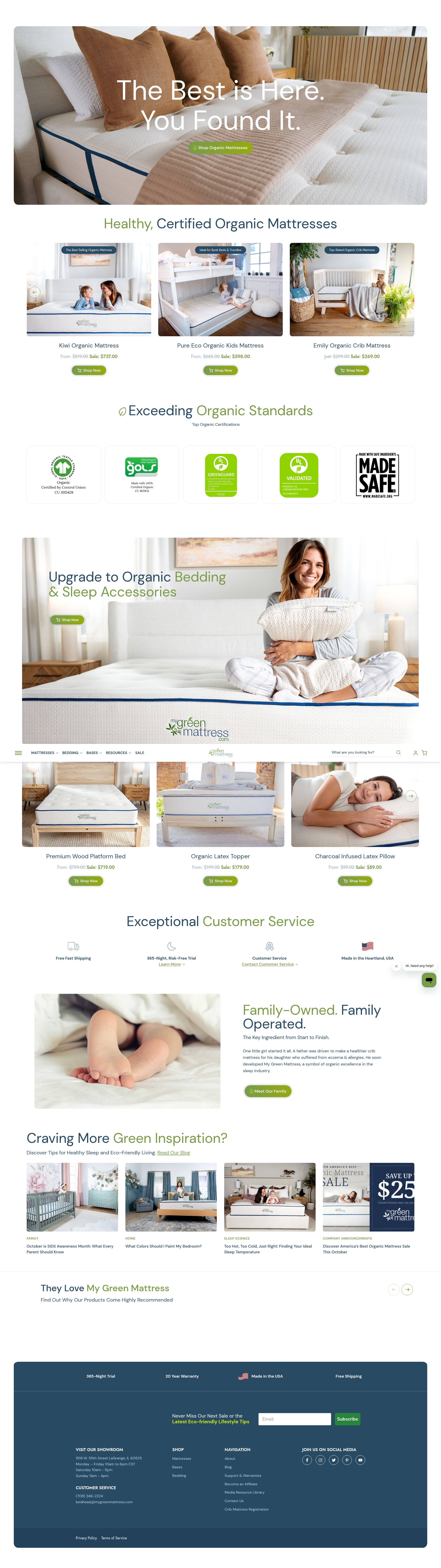 Screenshot of mygreenmattress.com