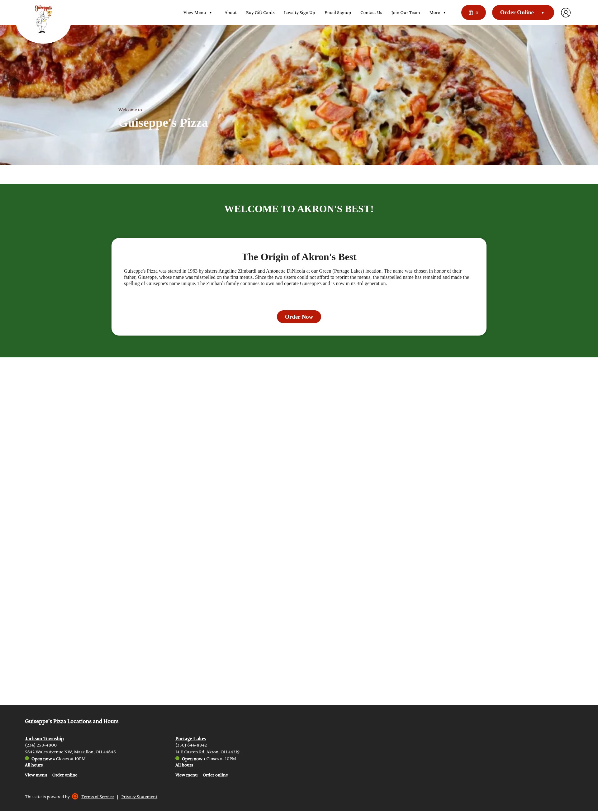 Screenshot of myguiseppes.com